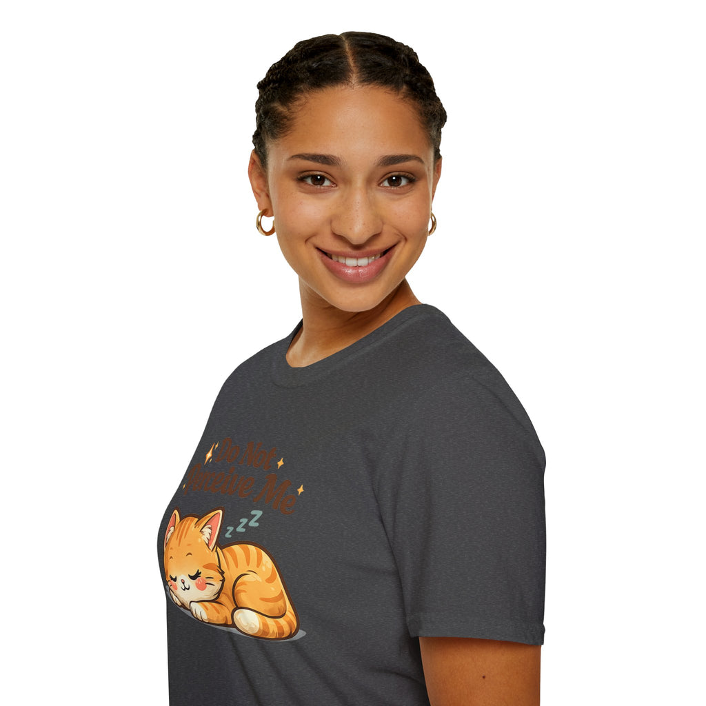 Cat T-Shirt — "Do Not Perceive Me" Cute Sleeping Orange Cat Tee