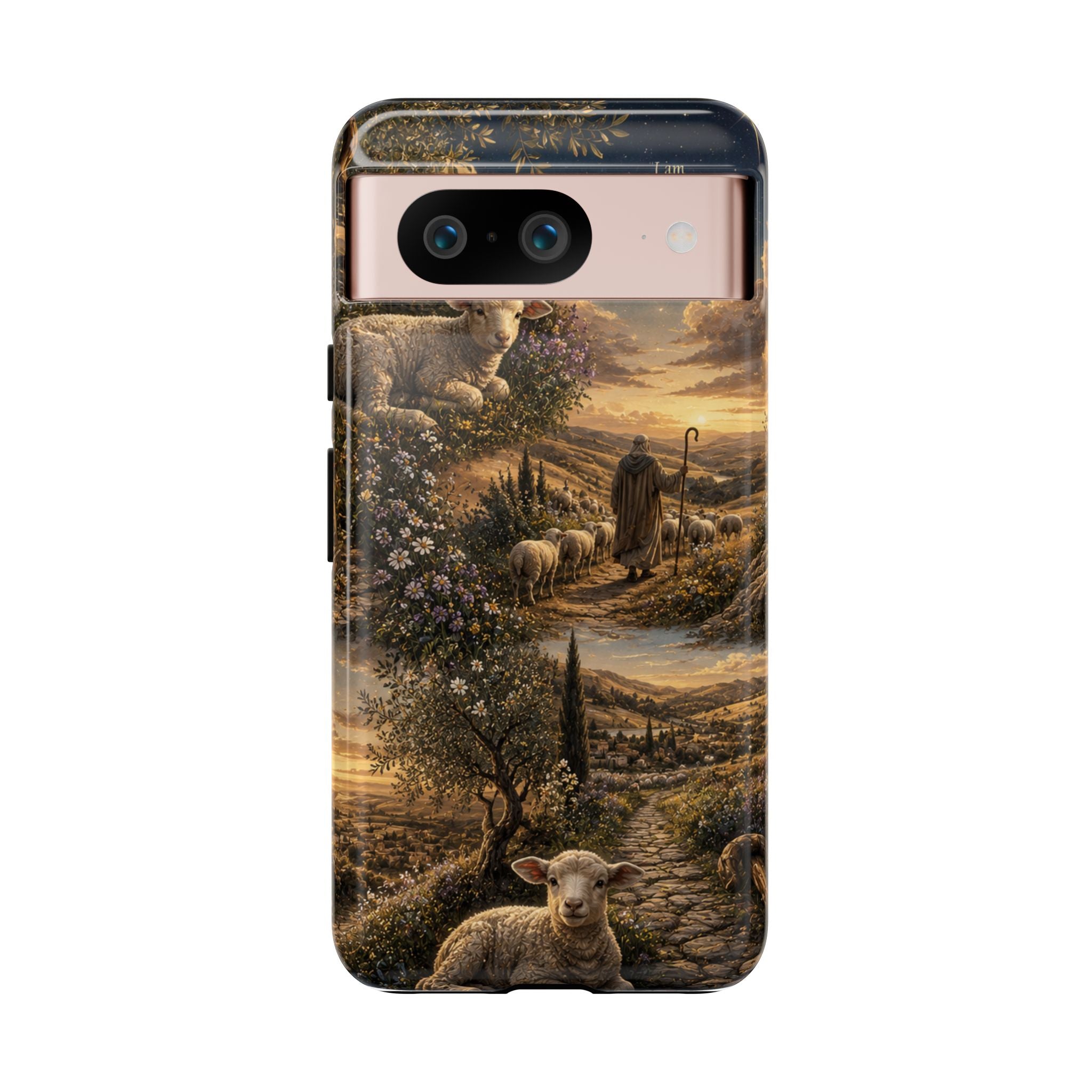 Tough Phone Case — Shepherd & Lamb Scenic Christian Scripture Design ("The good shepherd...")