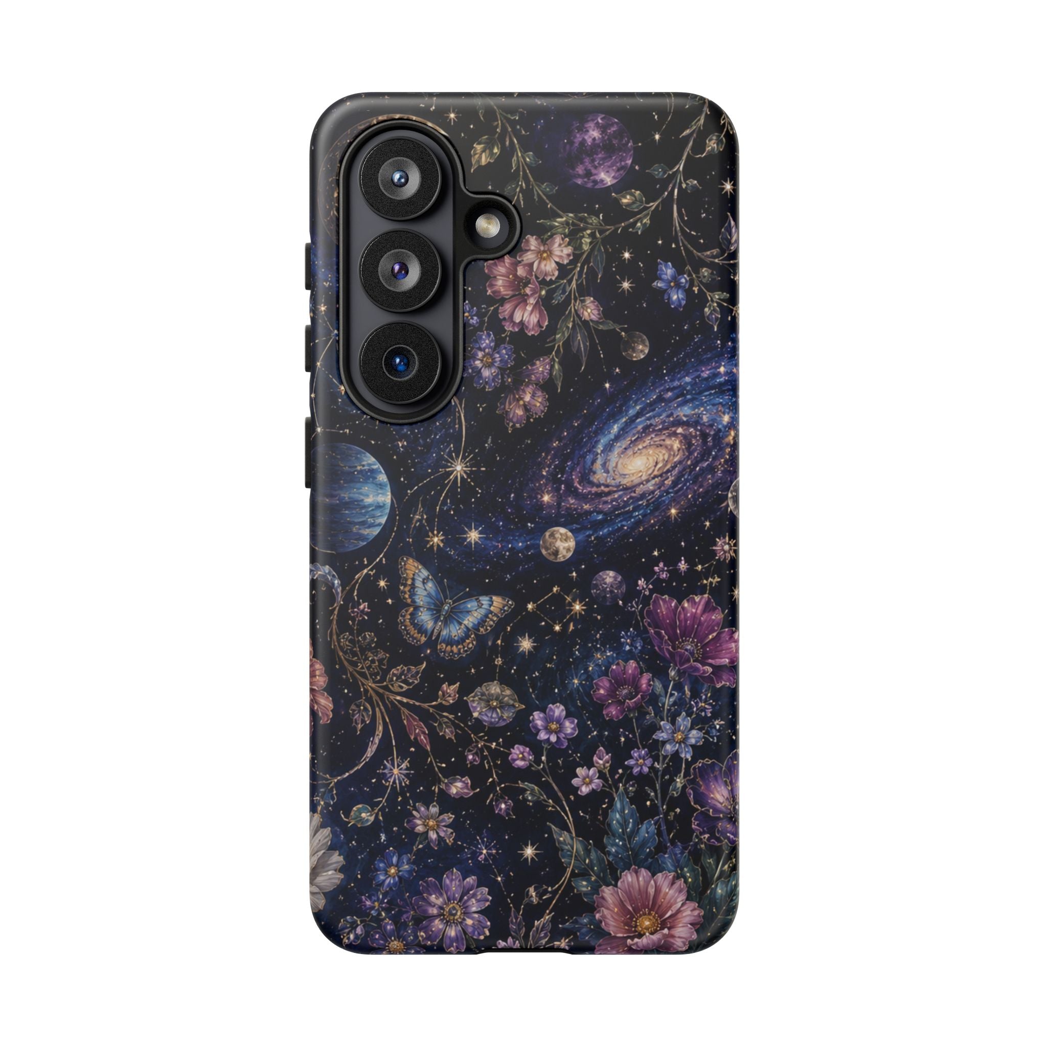 Cosmic Garden Tough Phone Case — Floral Galaxy Phone Protective Cover