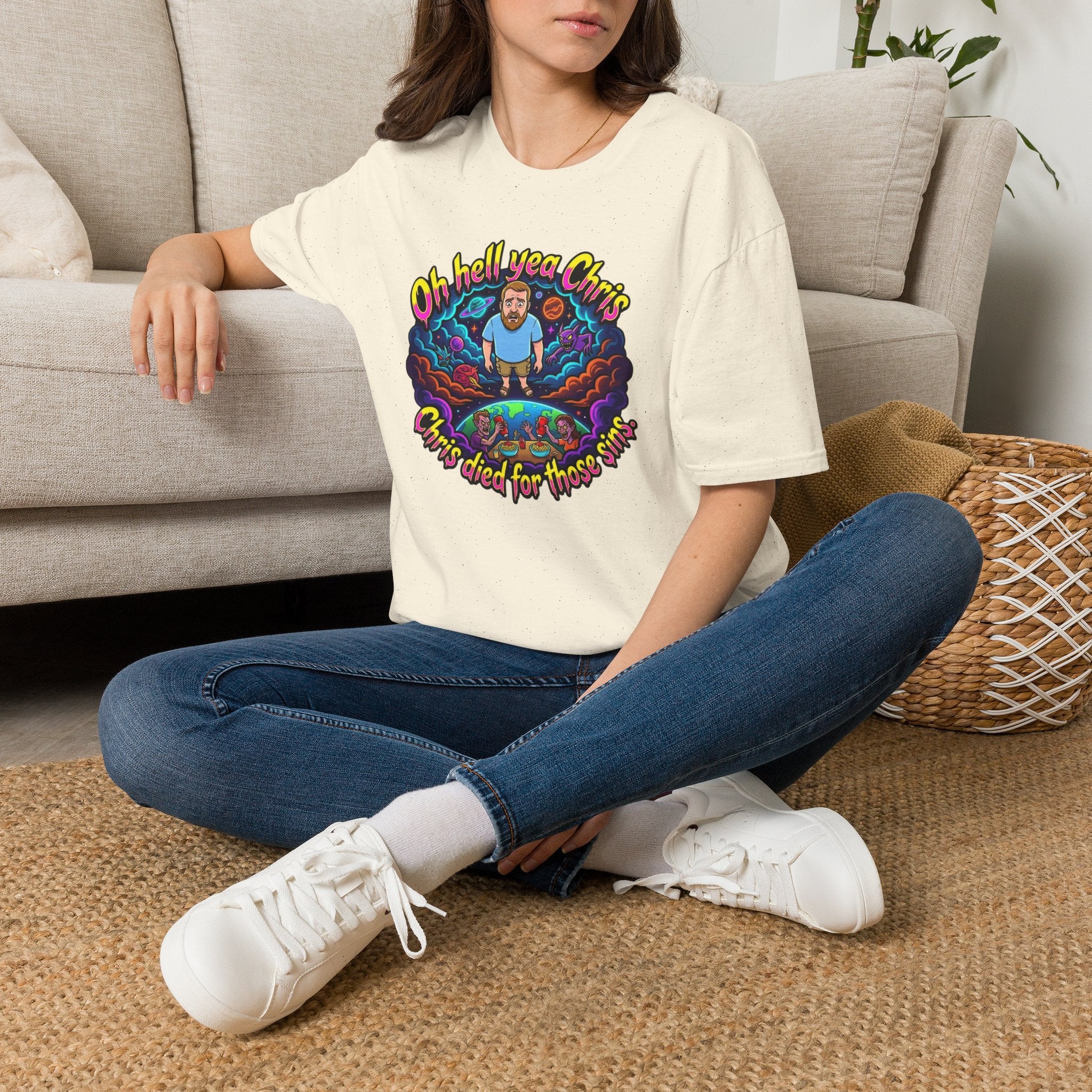 T‑Shirt — “Oh Hell Yea Chris” Retro Psychedelic Graphic Tee
