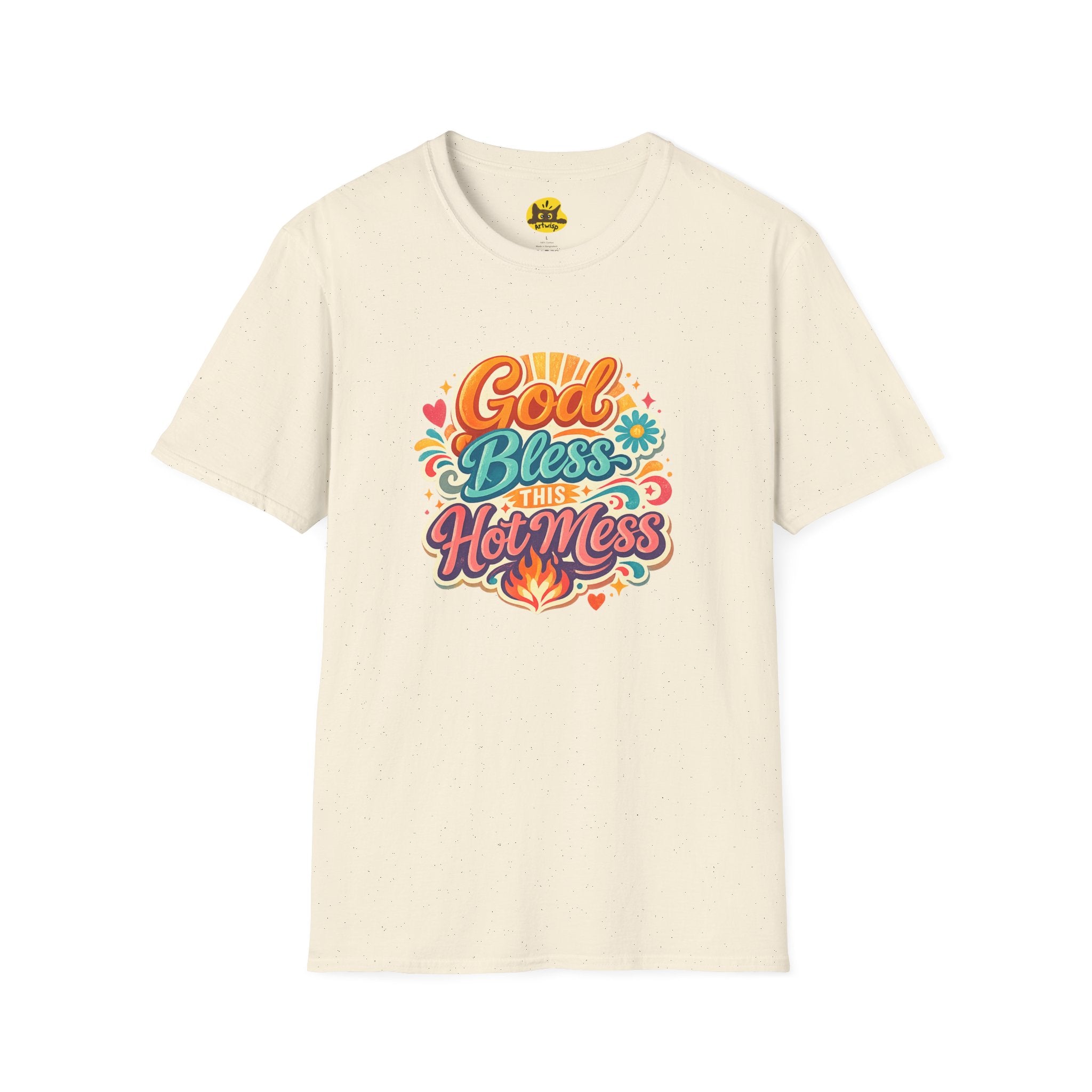 T-Shirt — "God Bless This Hot Mess" Retro Floral Tee