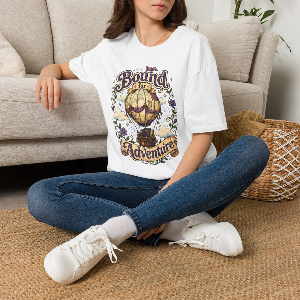 Adventure T-Shirt — “Bound for Adventure” Hot Air Balloon Travel Tee