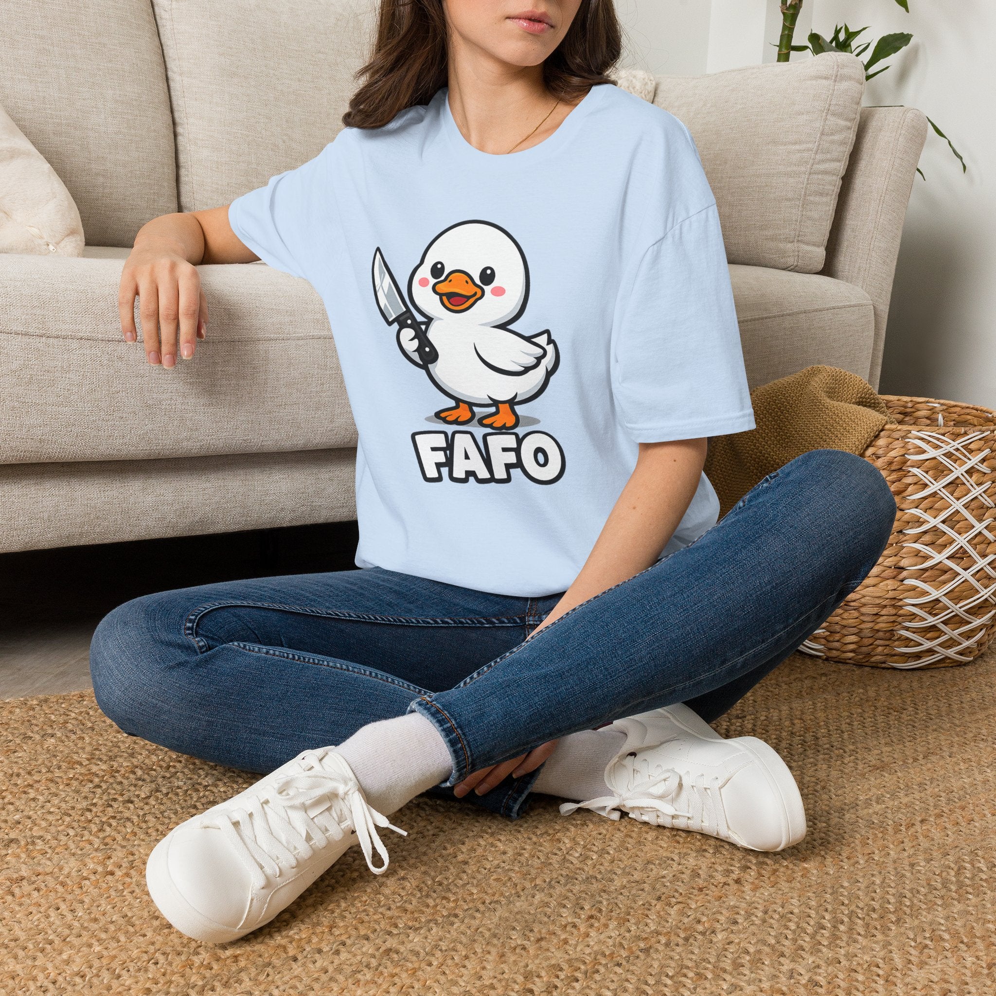 Duck with Knife T-Shirt – Cute FAFO Graphic Tee