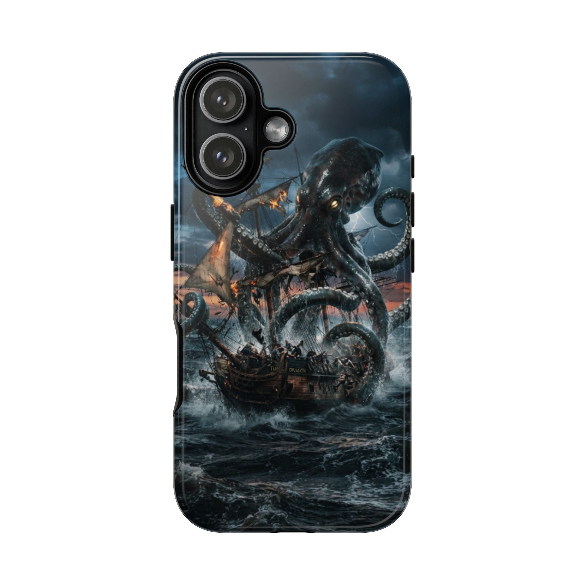 Kraken Sea Battle Phone Case — Ocean Monster Shipwreck Design