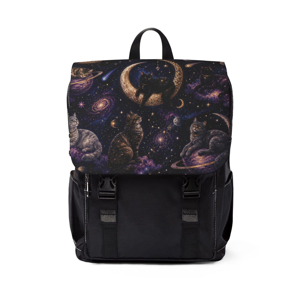 Cosmic Cat Galaxy Shoulder Backpack — Galactic Cats Space Print Casual Shoulder Backpack