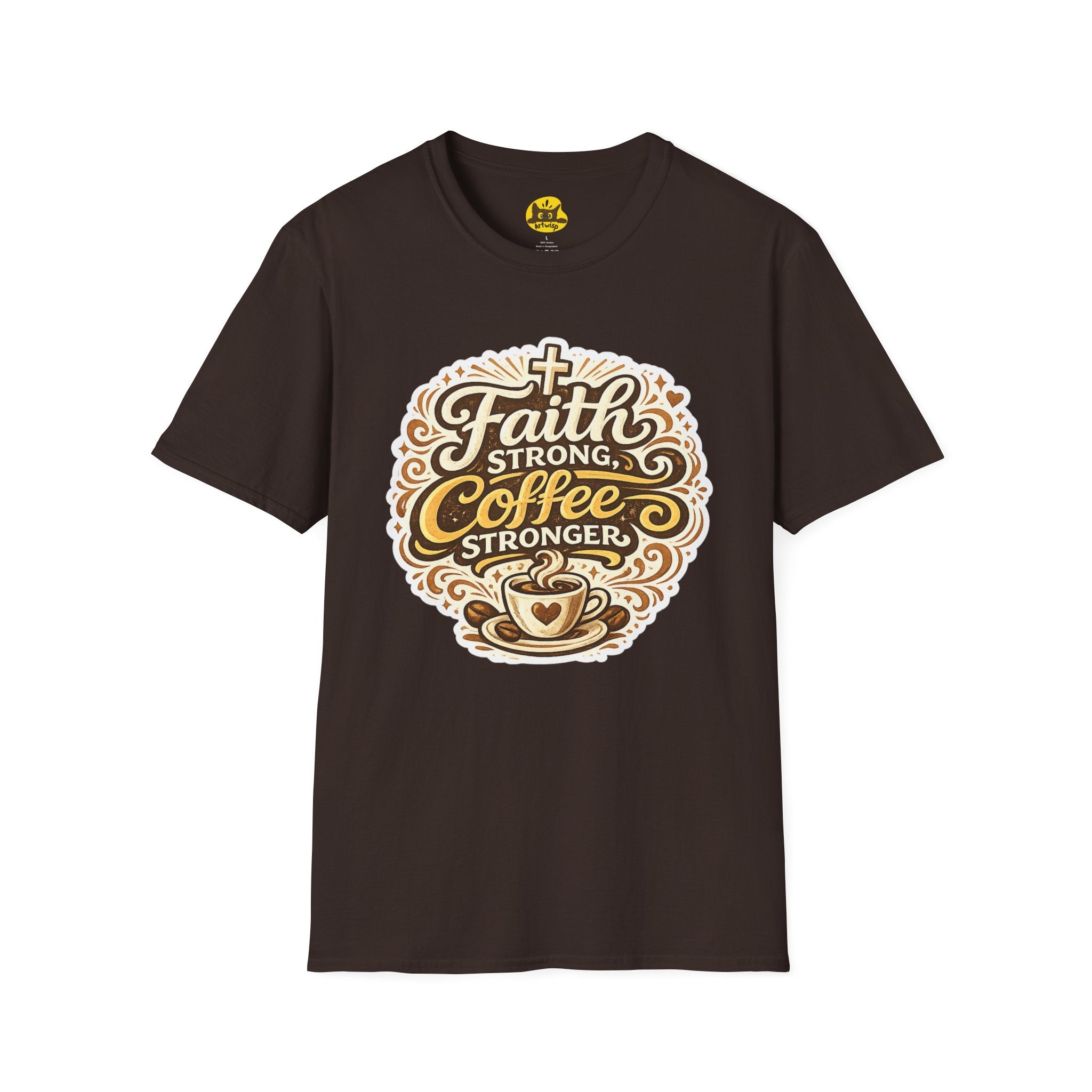 Faith Strong, Coffee Stronger T-Shirt | Faith Inspired Gift Tee