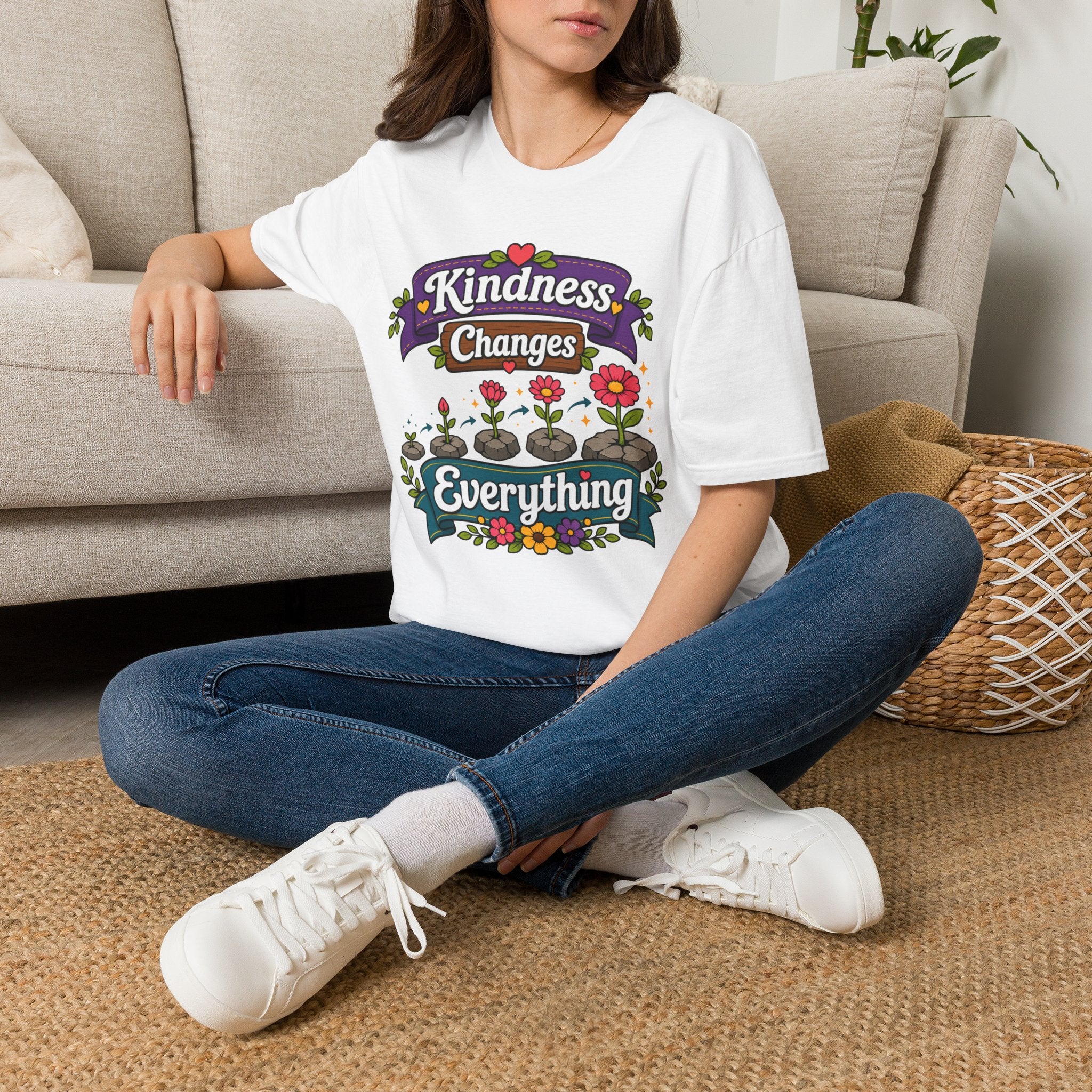 Kindness Changes Everything T‑Shirt — Floral Positive Message Tee