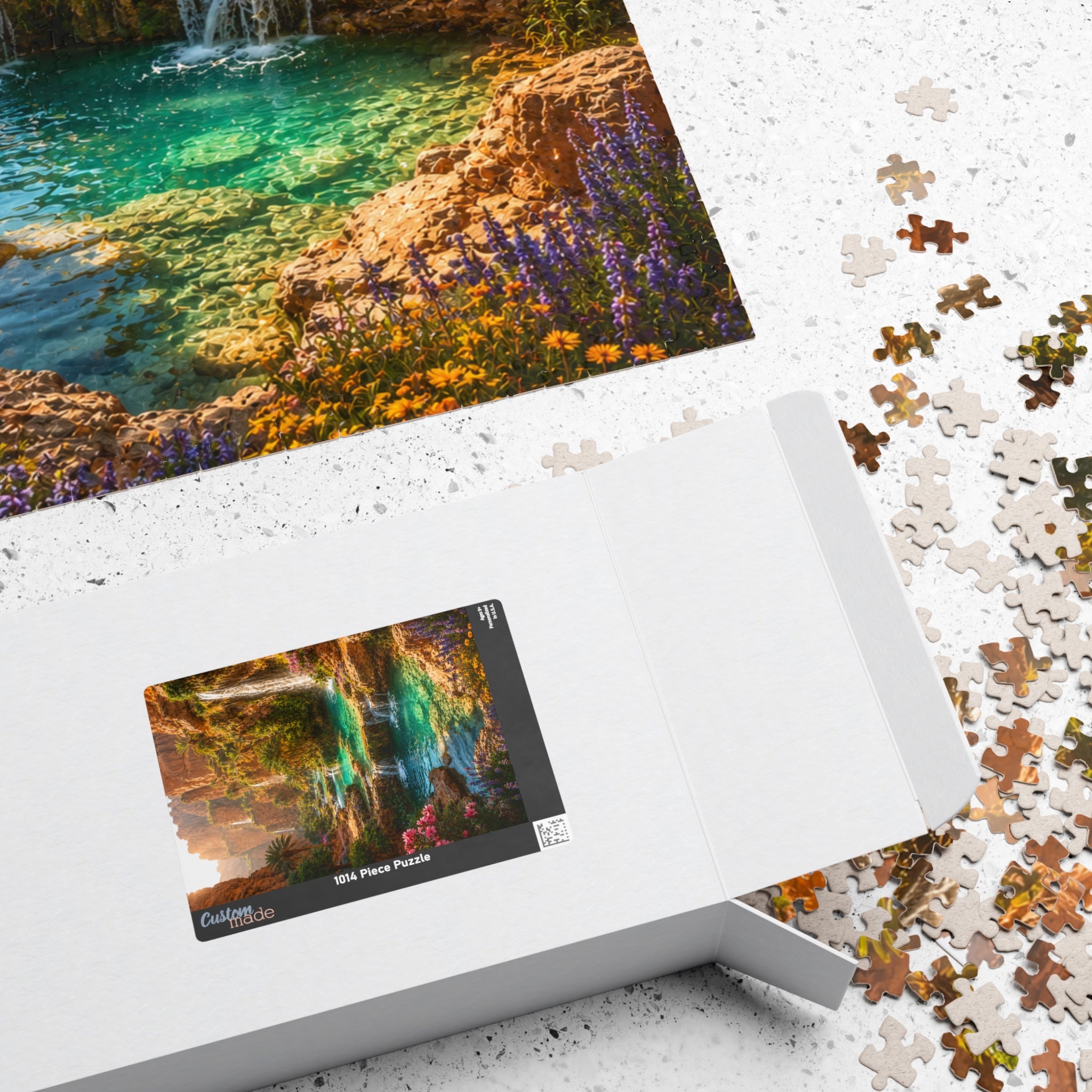 Scenic Oasis Waterfall Jigsaw Puzzle — 110/252/520/1014-Piece Landscape Puzzle