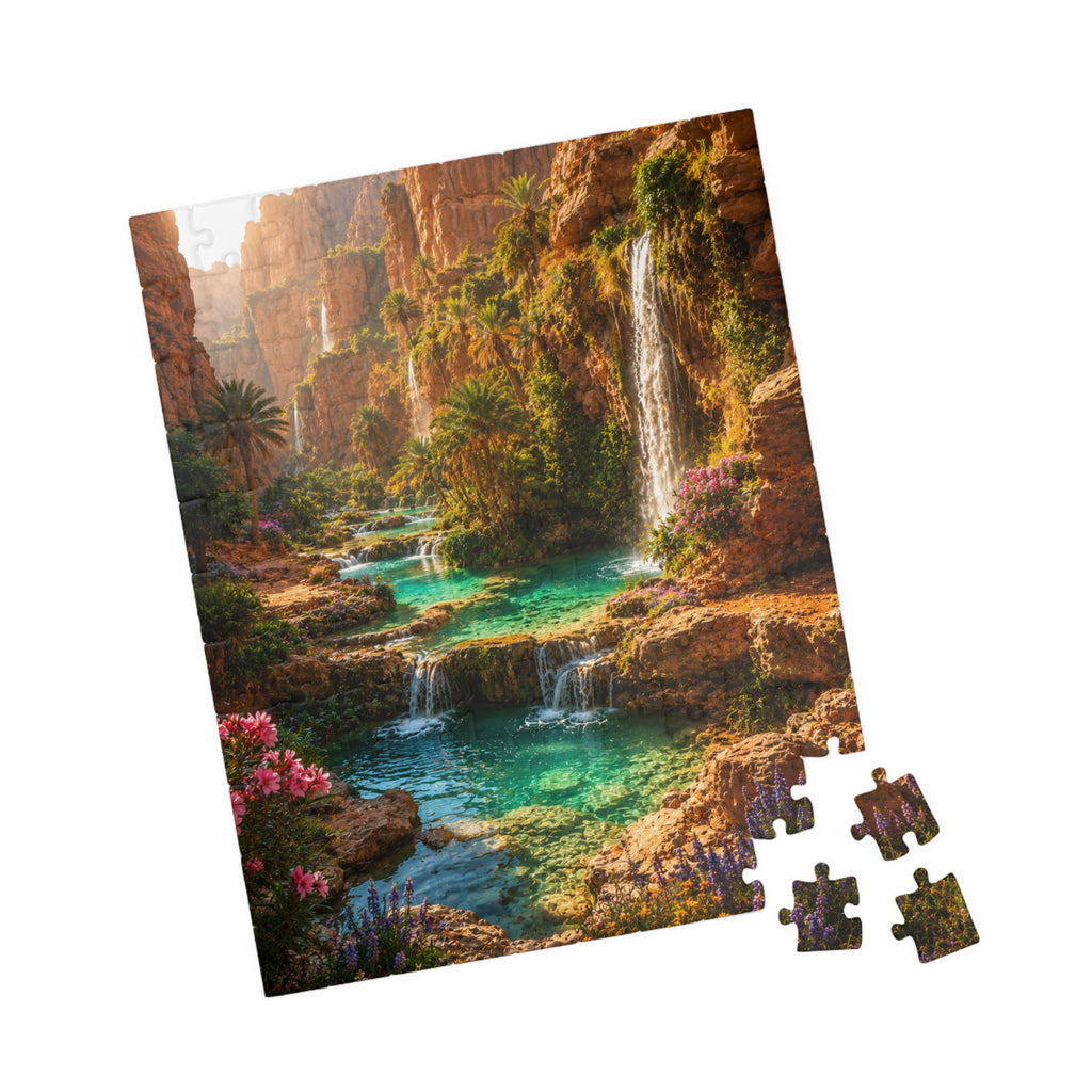Scenic Oasis Waterfall Jigsaw Puzzle — 110/252/520/1014-Piece Landscape Puzzle