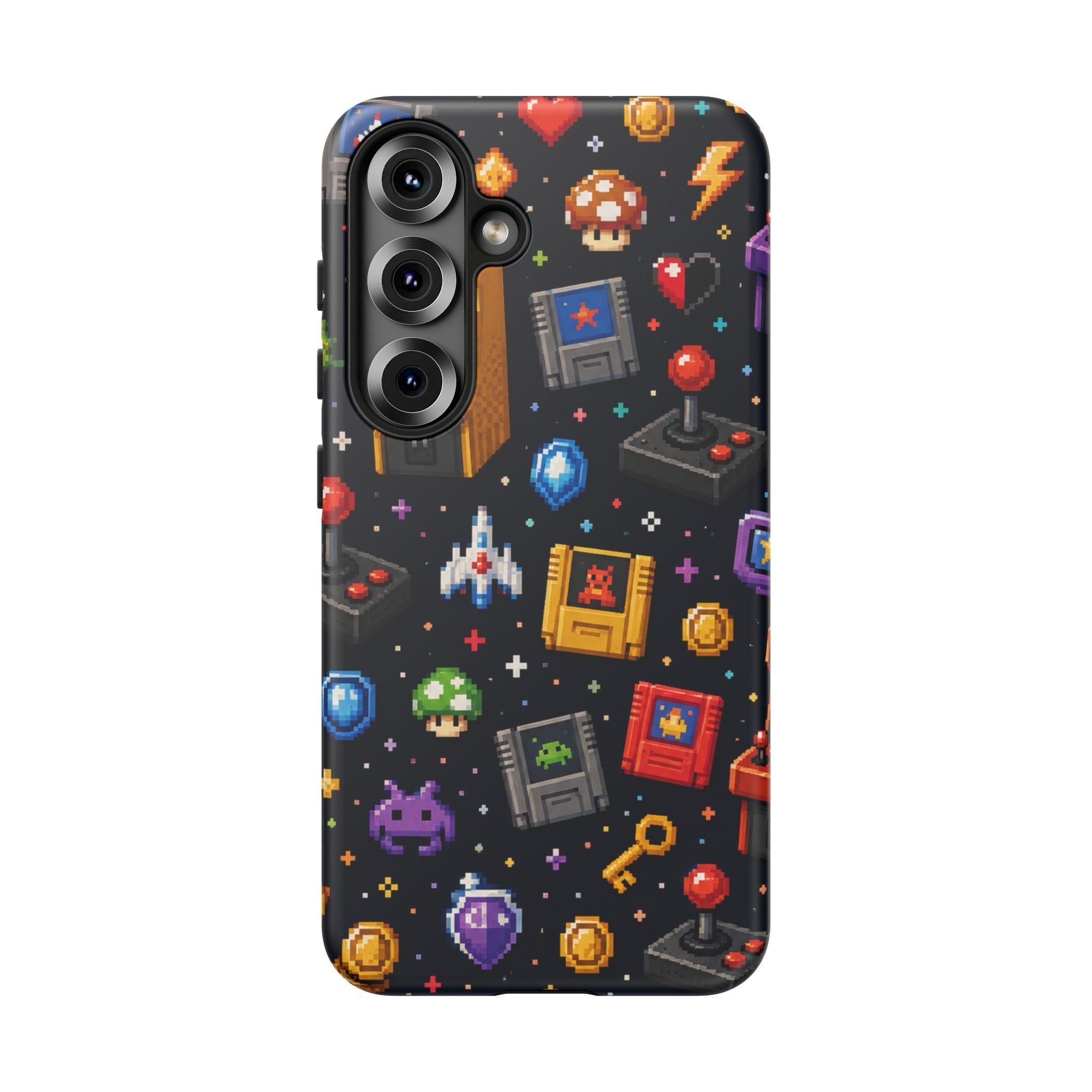 Retro Arcade Pixel Art Phone Case — Gamer Icons Pattern