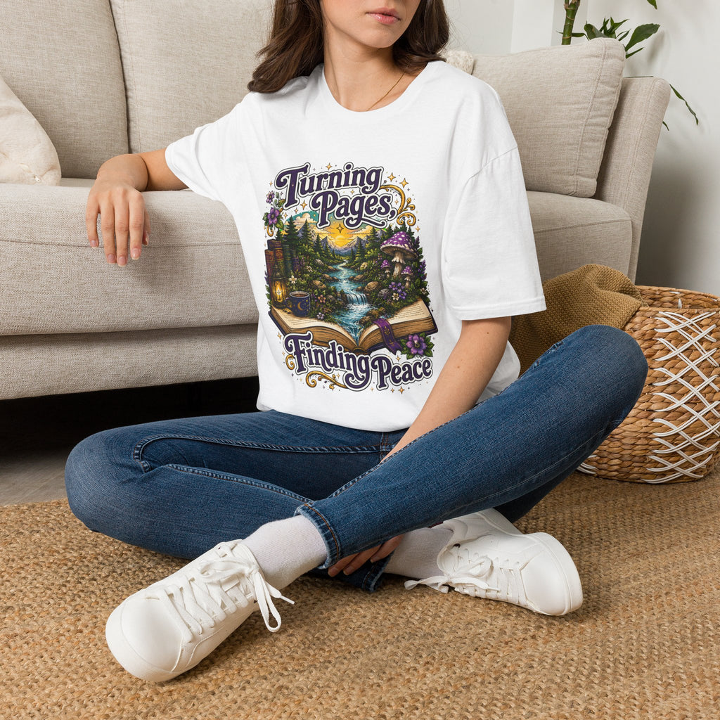 Turning Pages T‑Shirt — "Turning Pages, Finding Peace" Booklover Tee