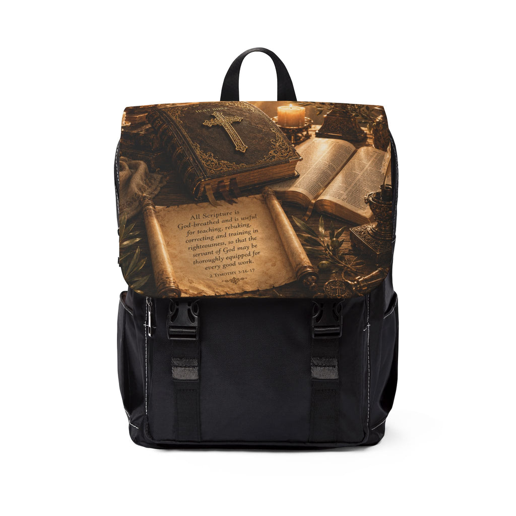 Vintage Bible Shoulder Backpack — Antique Biblical Library Print Shoulder Backpack
