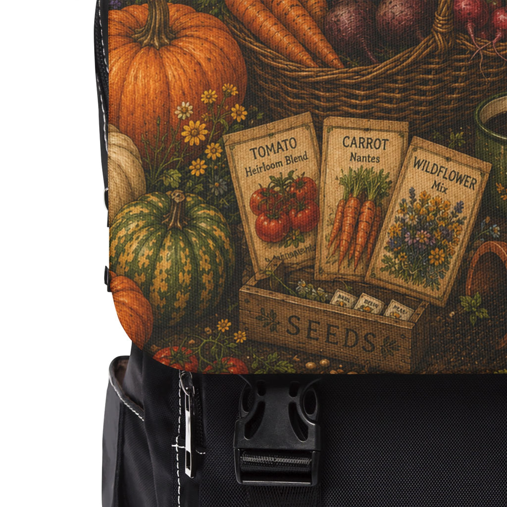 Garden Harvest Shoulder Backpack — Farmers Market Fall Floral Print Shoulder Bag