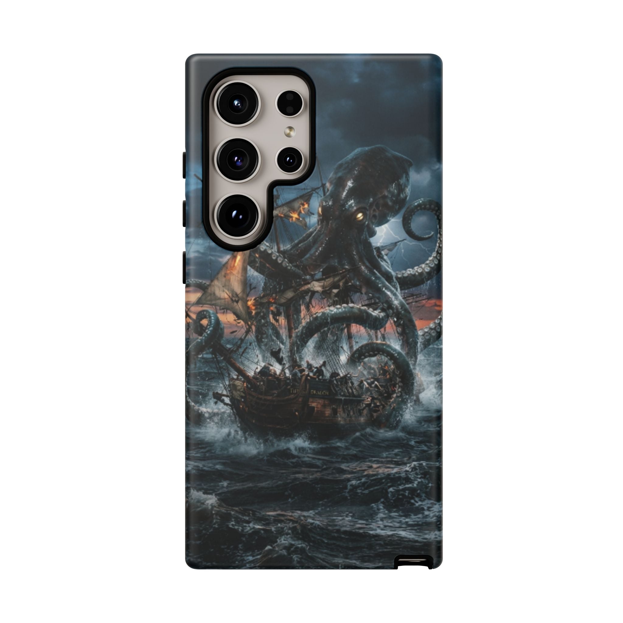 Kraken Sea Battle Phone Case — Ocean Monster Shipwreck Design