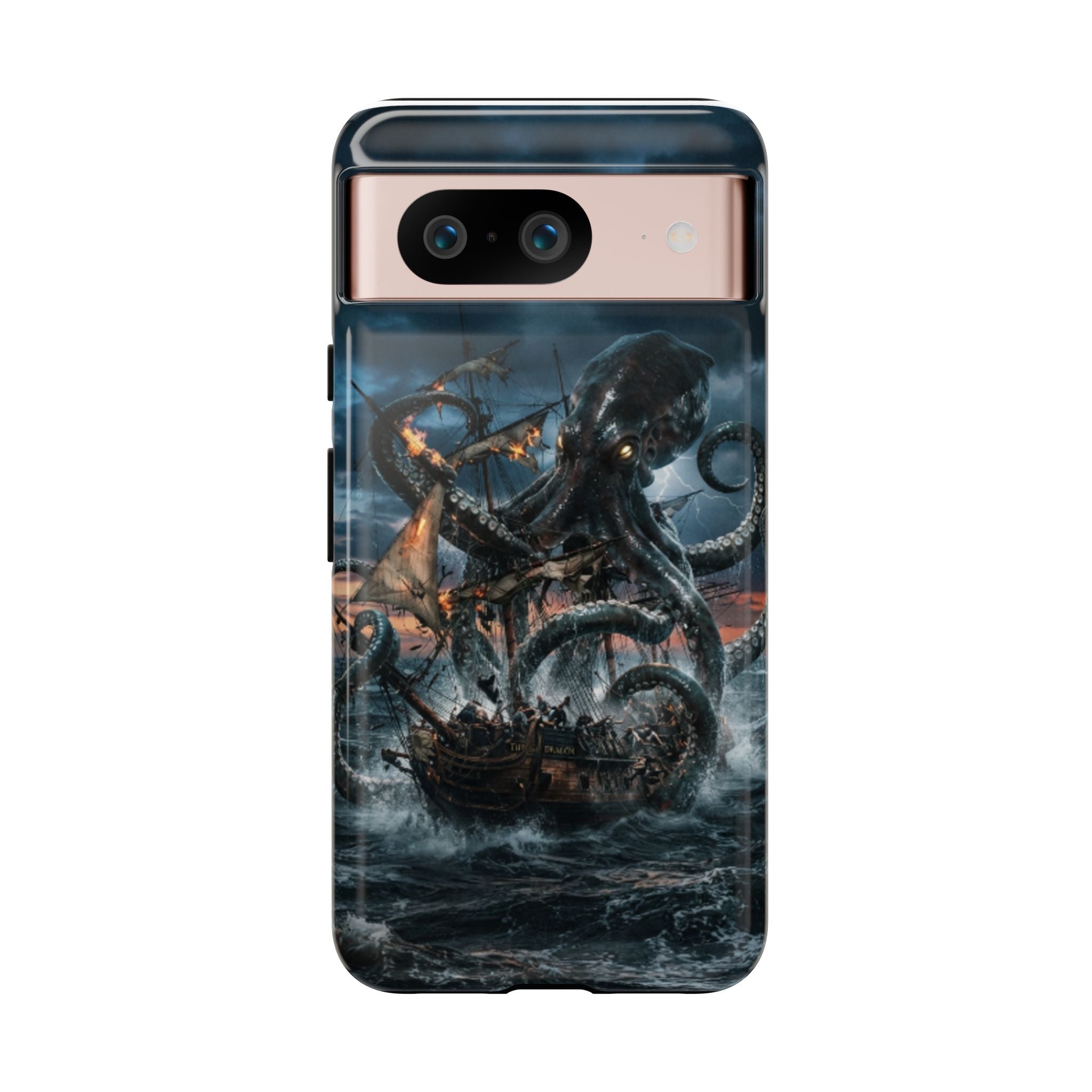 Kraken Sea Battle Phone Case — Ocean Monster Shipwreck Design