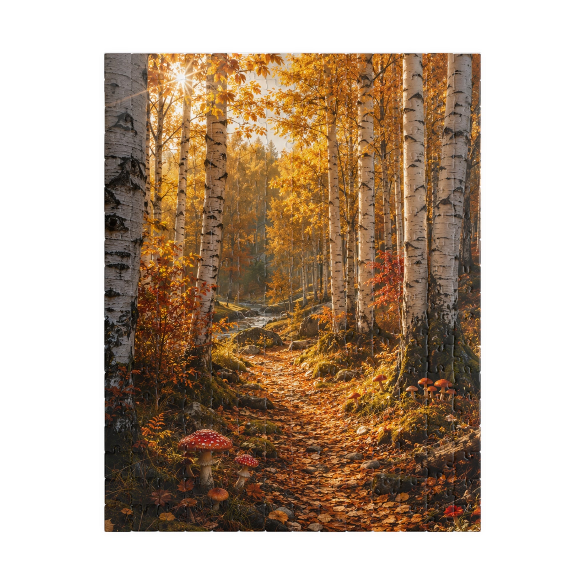 Autumn Birch Forest Puzzle — Scenic Woodland Jigsaw (110/252/520/1014 pcs)
