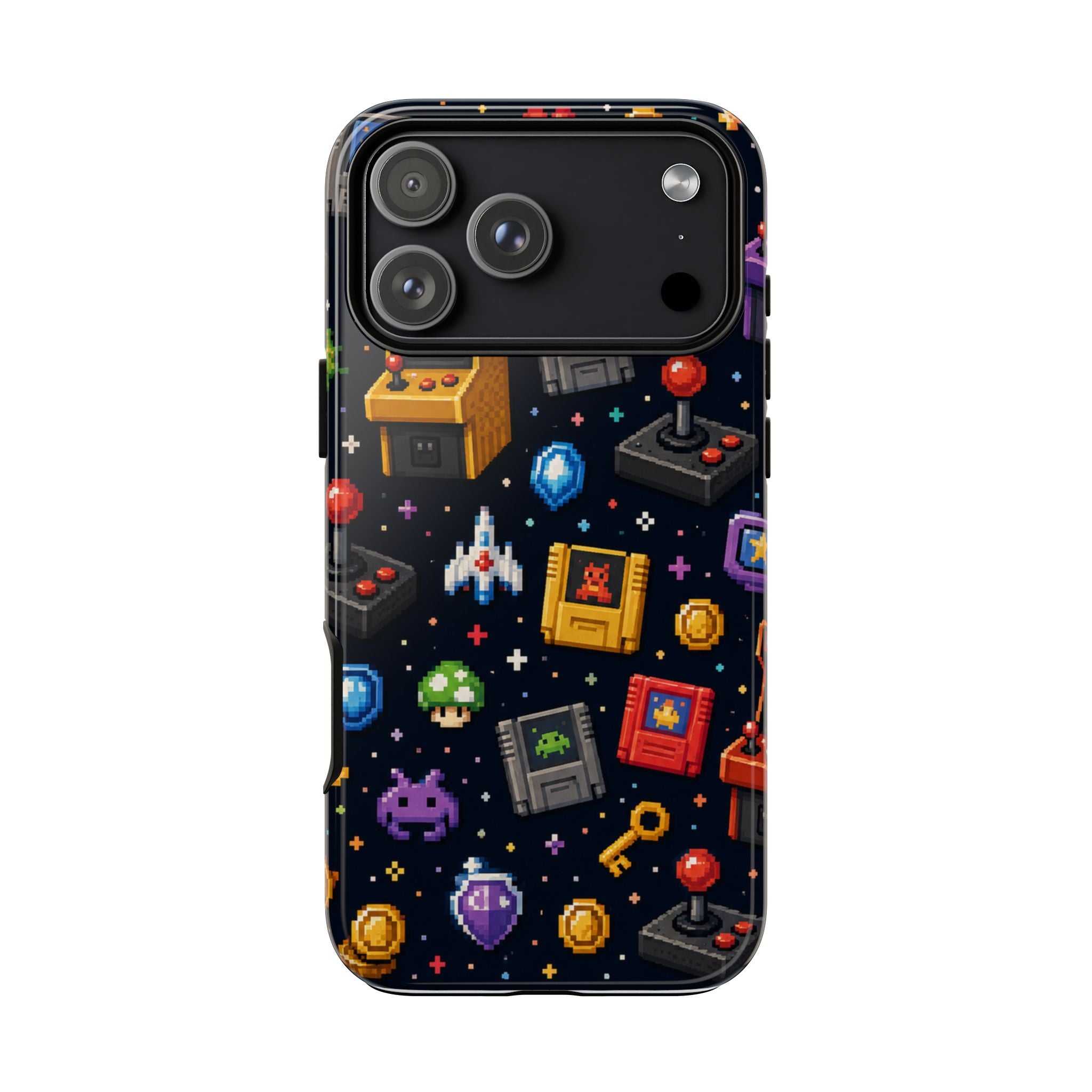 Retro Arcade Pixel Art Phone Case — Gamer Icons Pattern