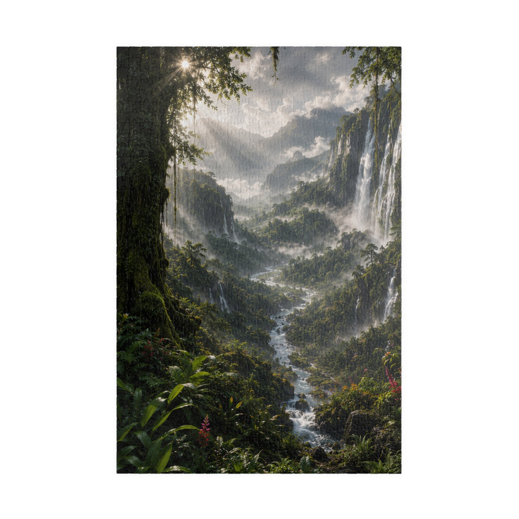 Mystic Waterfall Landscape Puzzle — Scenic Nature Jigsaw (110/252/520/1014 pc)