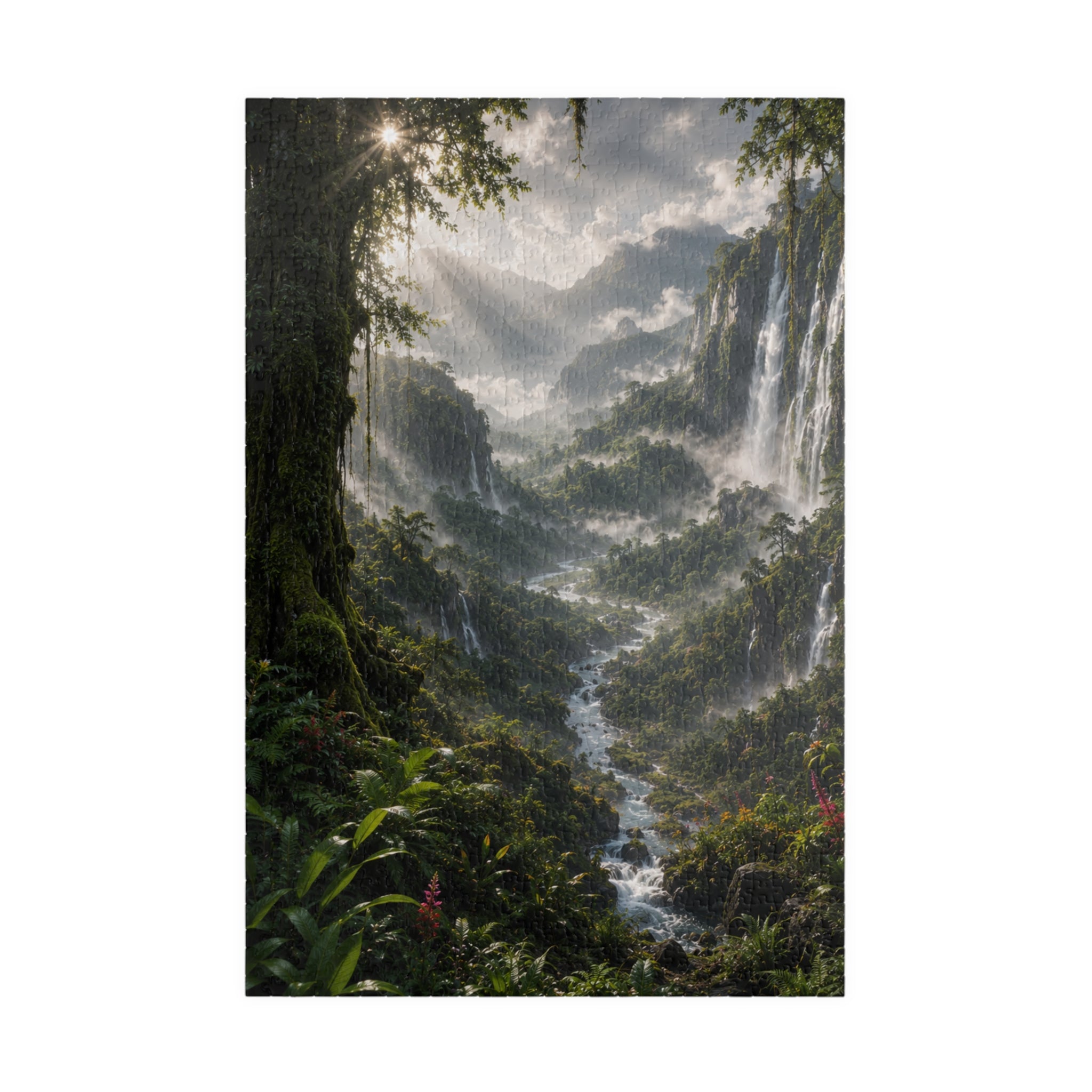 Mystic Waterfall Landscape Puzzle — Scenic Nature Jigsaw (110/252/520/1014 pc)