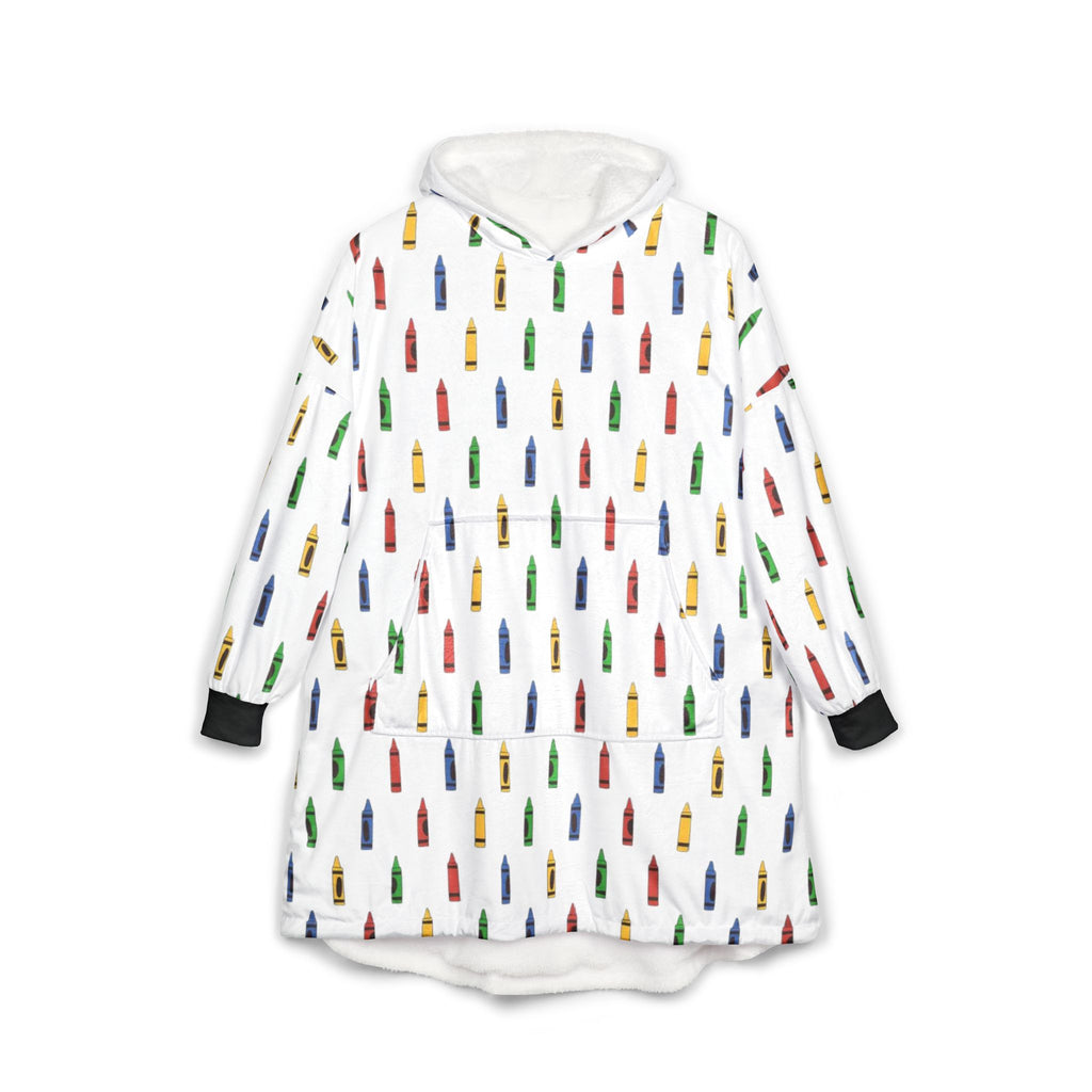 Hooded Blanket with Colorful Crayon Pattern – Cozy Kids & Teacher Gift