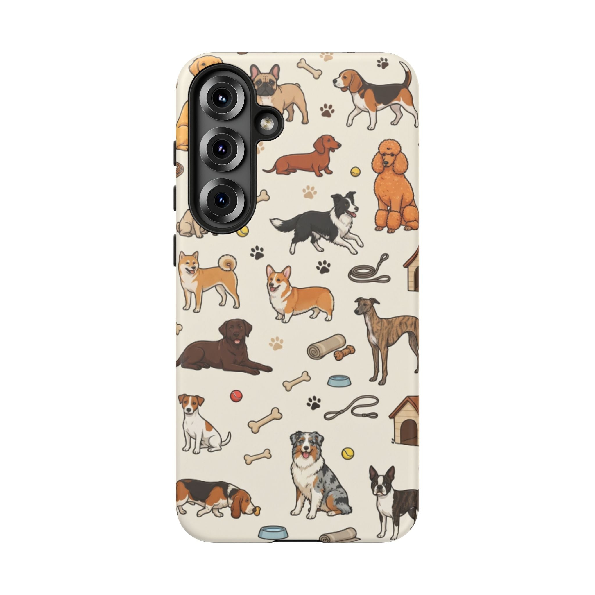 Dog Pattern Tough Phone Case — Cute Breed Collage Protective Cover