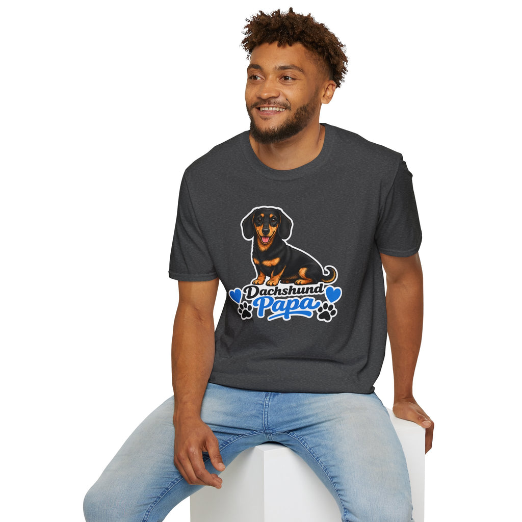 Dachshund Papa T-Shirt — Cute Black & Tan Sausage Dog Tee for Dog Dads