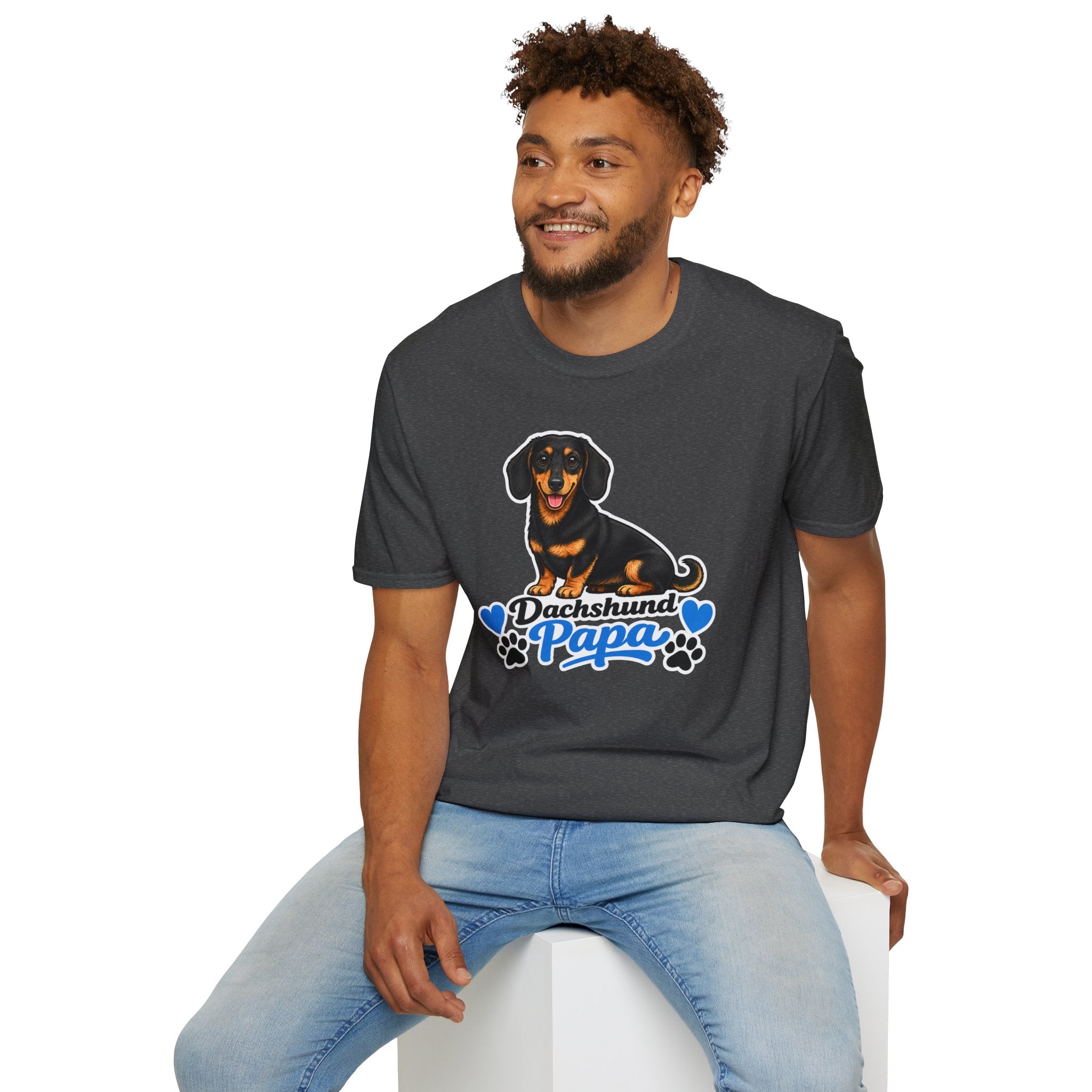 Dachshund Papa T-Shirt — Cute Black & Tan Sausage Dog Tee for Dog Dads