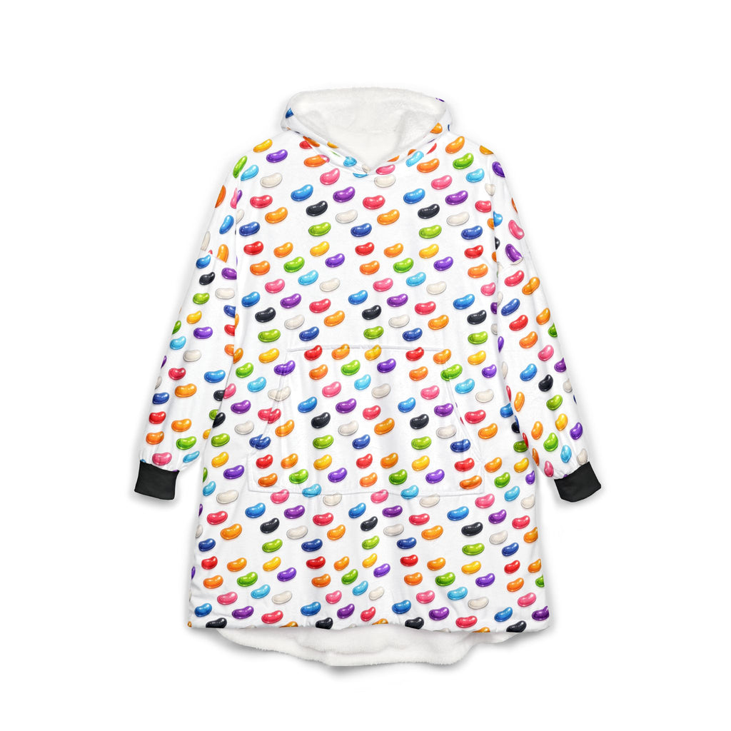 Rainbow Jellybean Hooded Blanket — Cozy Plush Hoodie Blanket for Kids & Adults