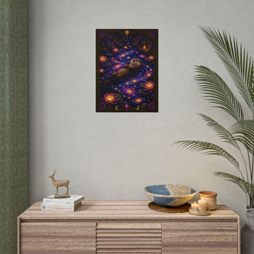 Otter Night Dream Rolled Poster — Mystical Galaxy Watercolor Wall Art