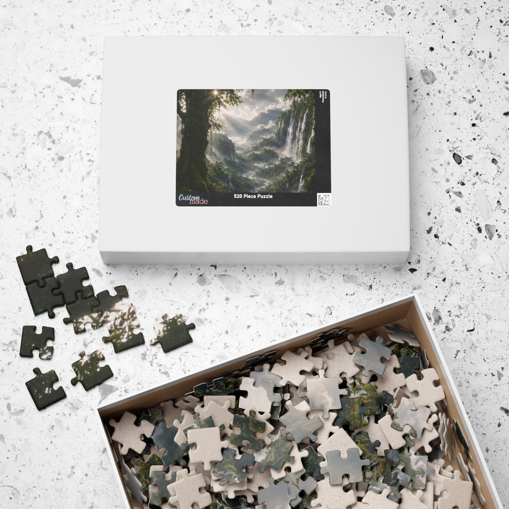 Mystic Waterfall Landscape Puzzle — Scenic Nature Jigsaw (110/252/520/1014 pc)