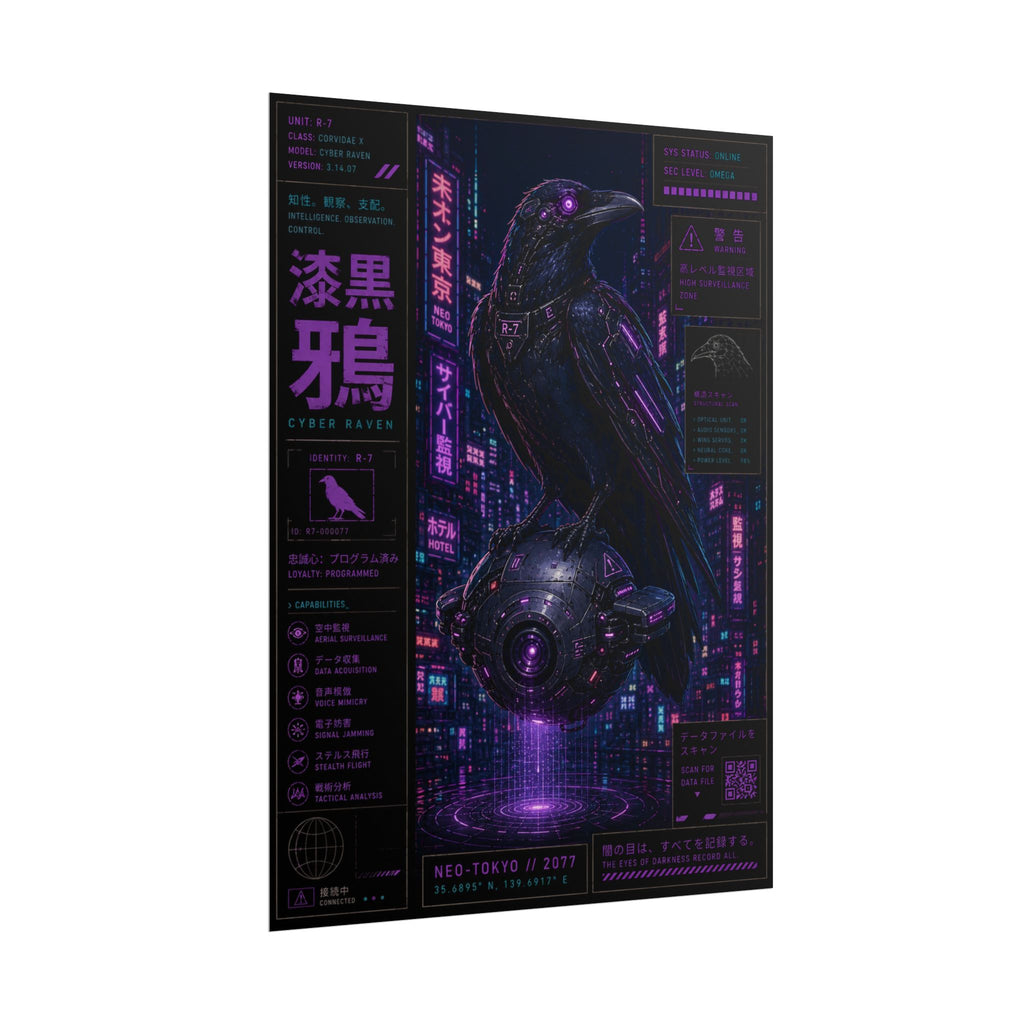 Cyber Raven Poster — Neon Cyberpunk Art Print (Neo-Tokyo)