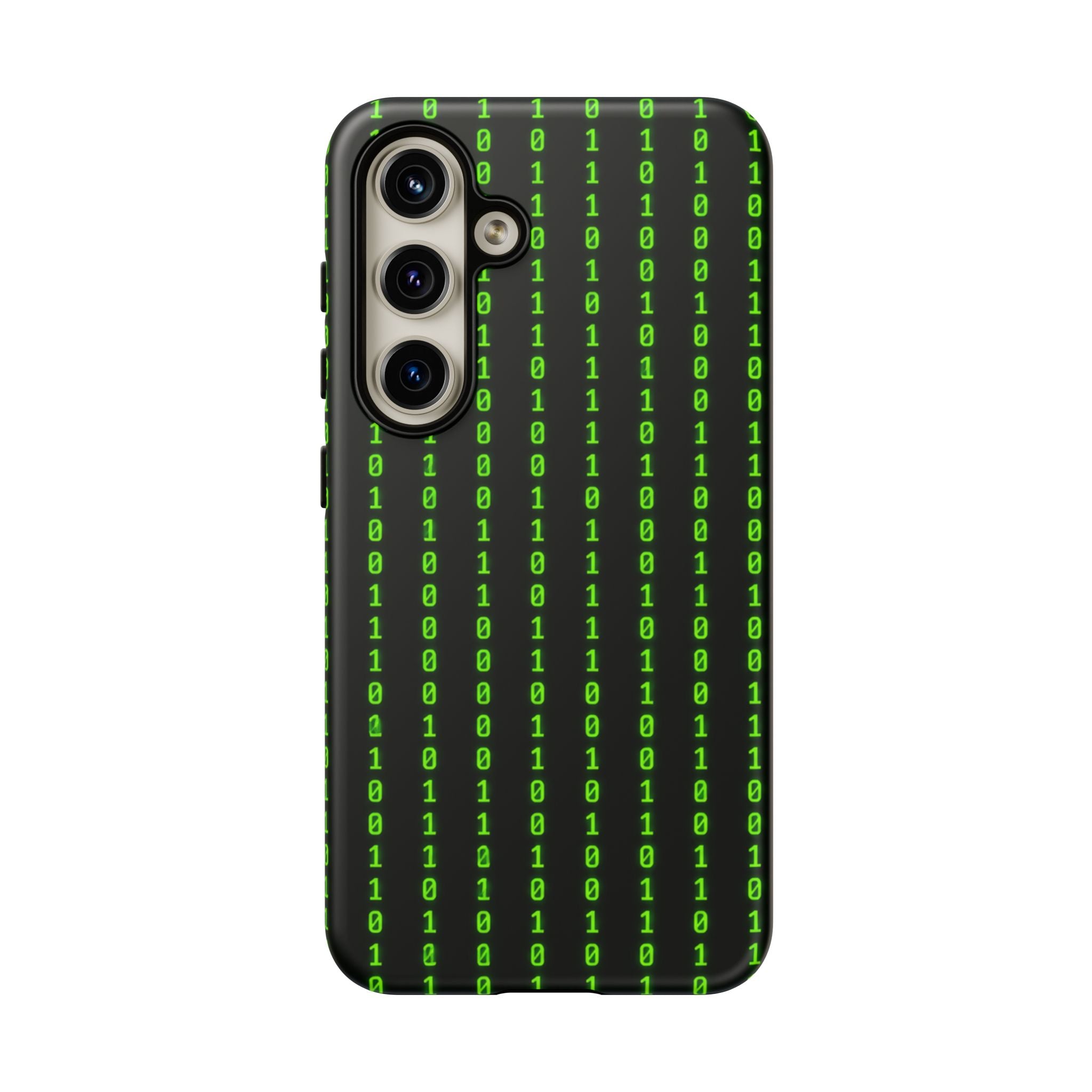 Coder Phone Case — Matrix Binary Code Green on Black Tough Case