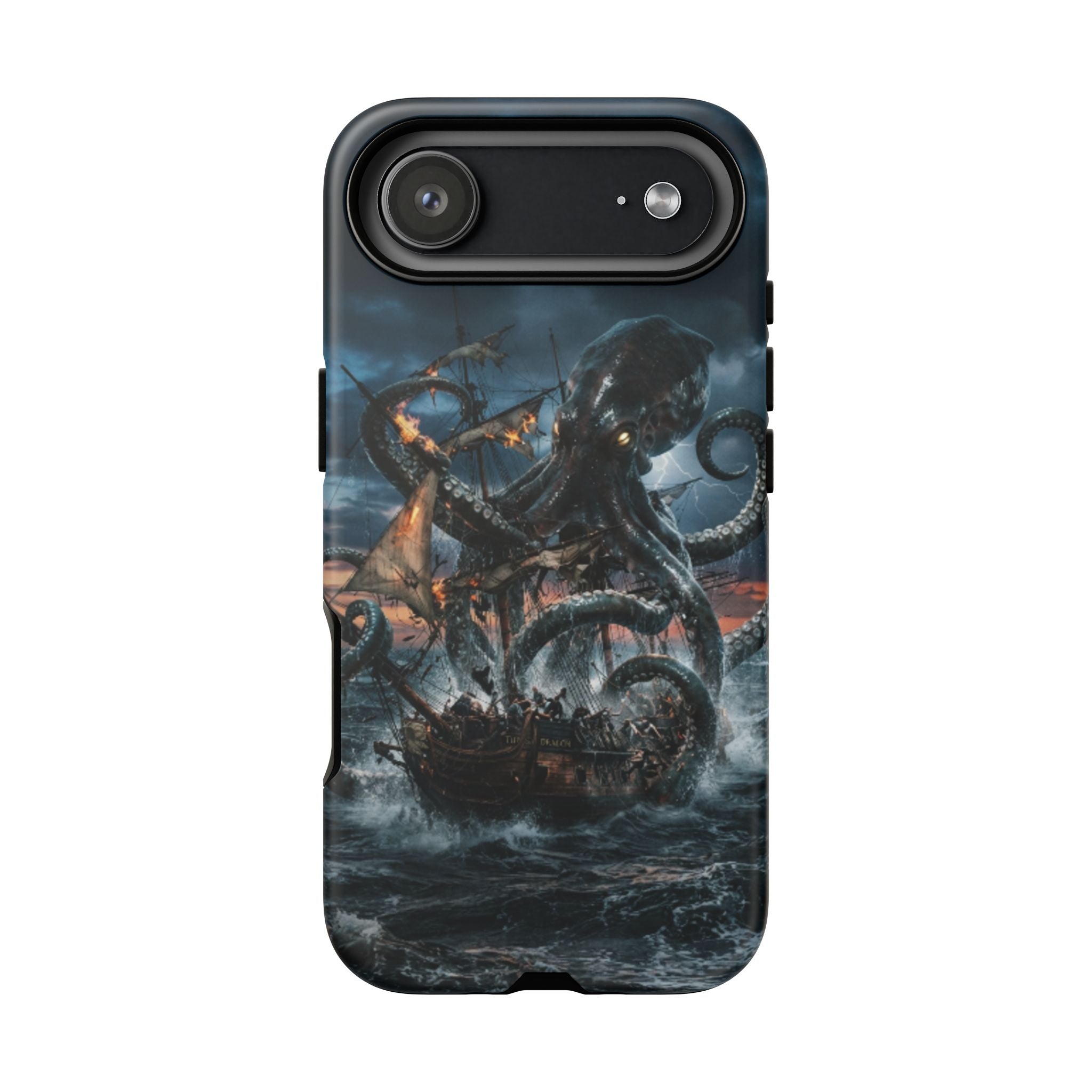 Kraken Sea Battle Phone Case — Ocean Monster Shipwreck Design