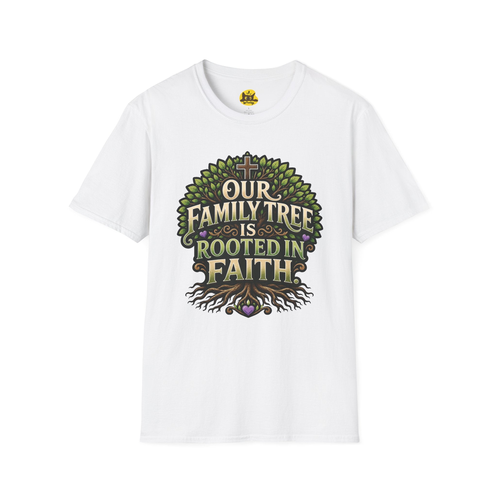 Faith Family Tree T-Shirt — "Our Family Tree Is Rooted in Faith" Christian Graphic Tee