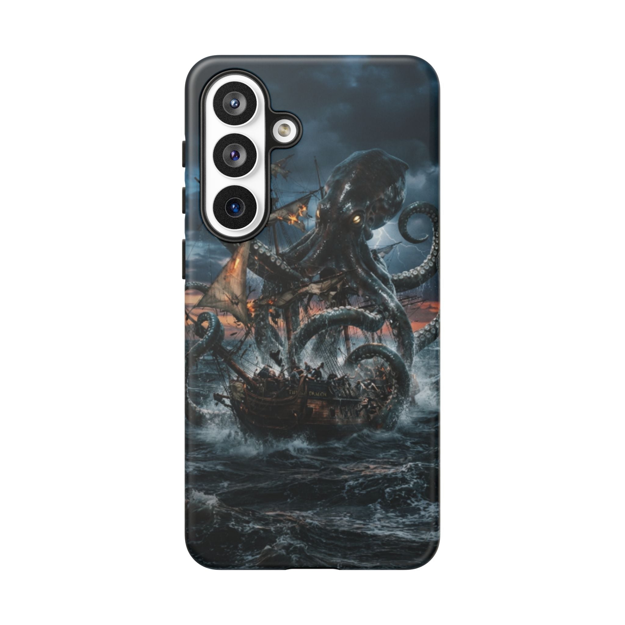 Kraken Sea Battle Phone Case — Ocean Monster Shipwreck Design