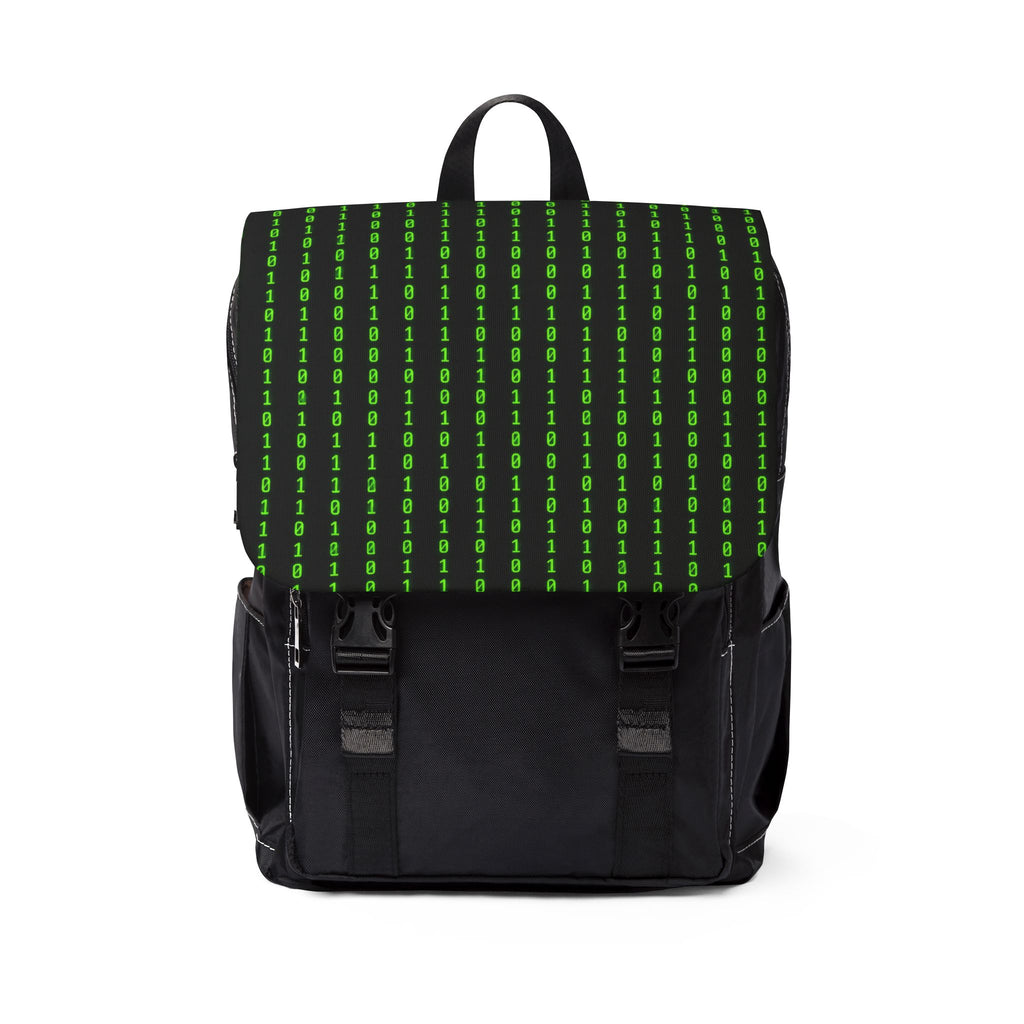 Matrix Code Shoulder Backpack — Cyber Green Pattern Casual Backpack