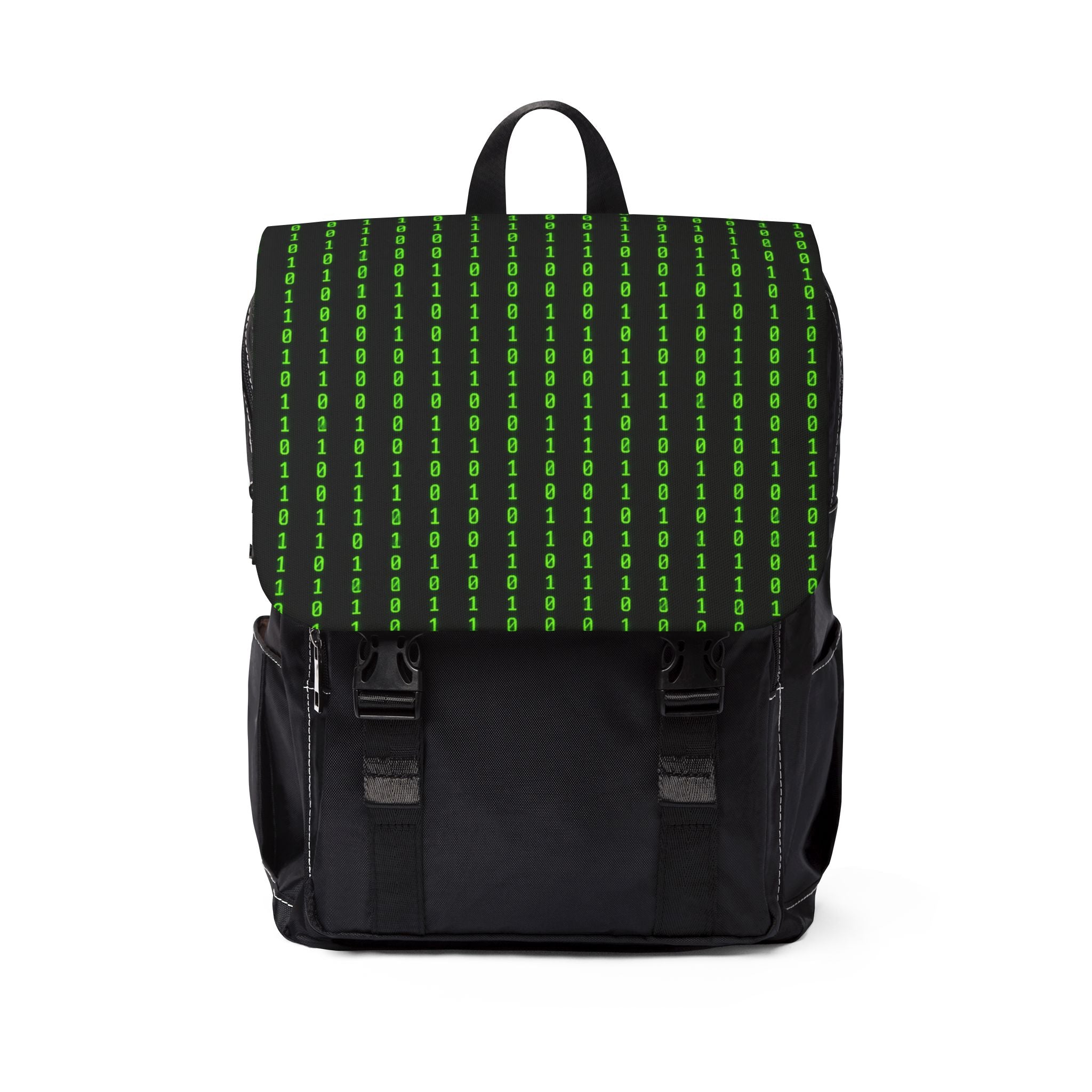 Matrix Code Shoulder Backpack — Cyber Green Pattern Casual Backpack