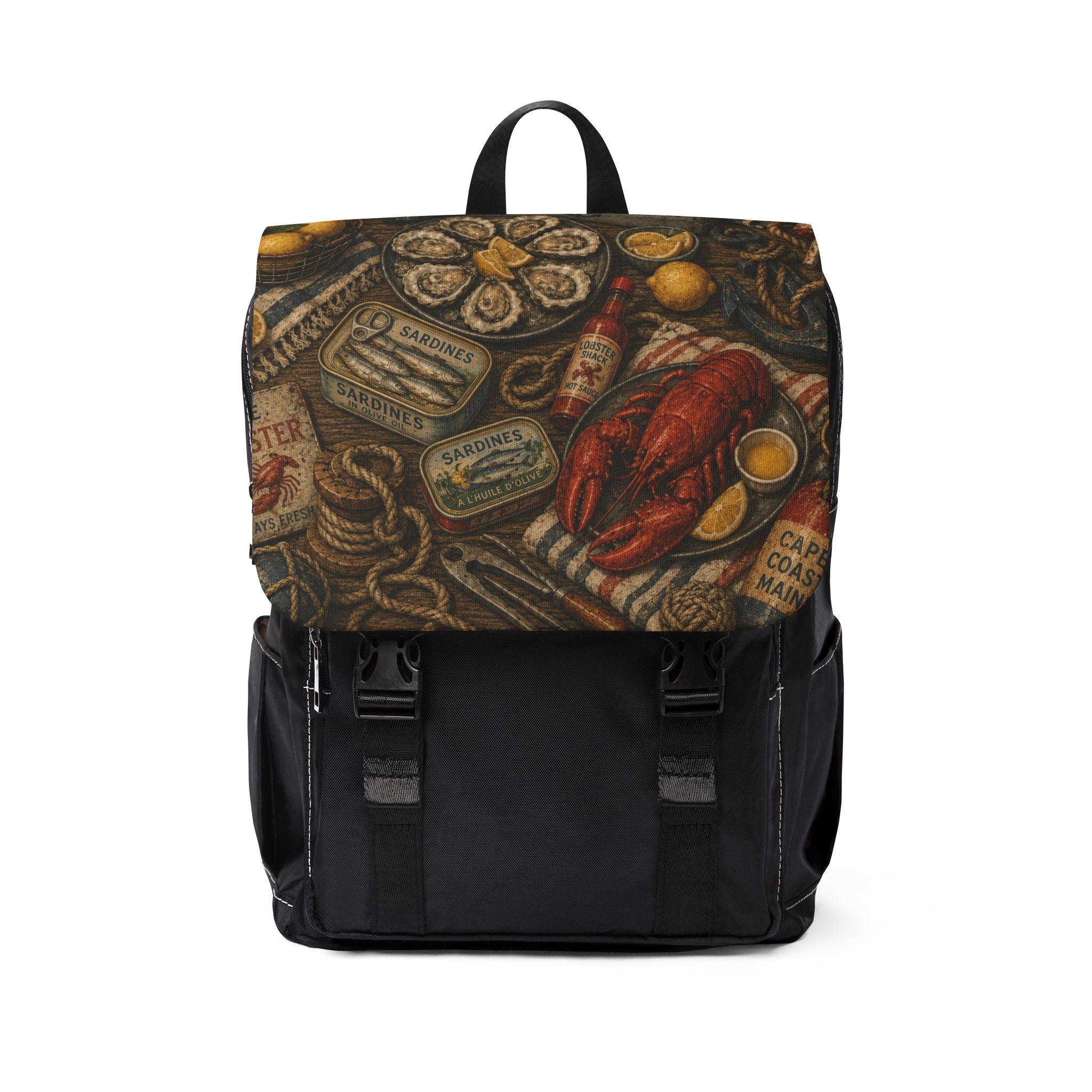 Coastal Seafood Market Vintage Art Shoulder Backpack