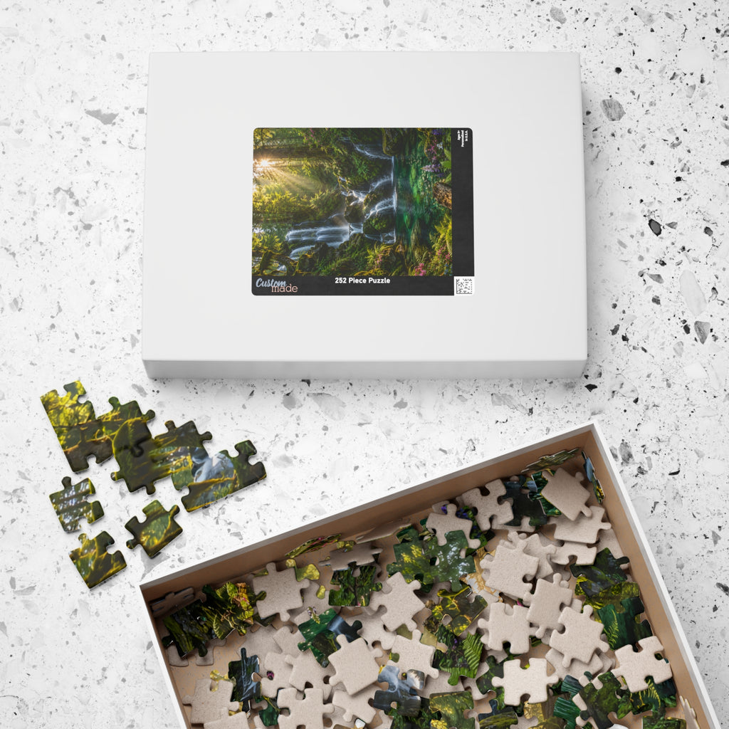 Enchanted Waterfall Forest Puzzle — Scenic Nature Jigsaw (110/252/520/1014 pcs)