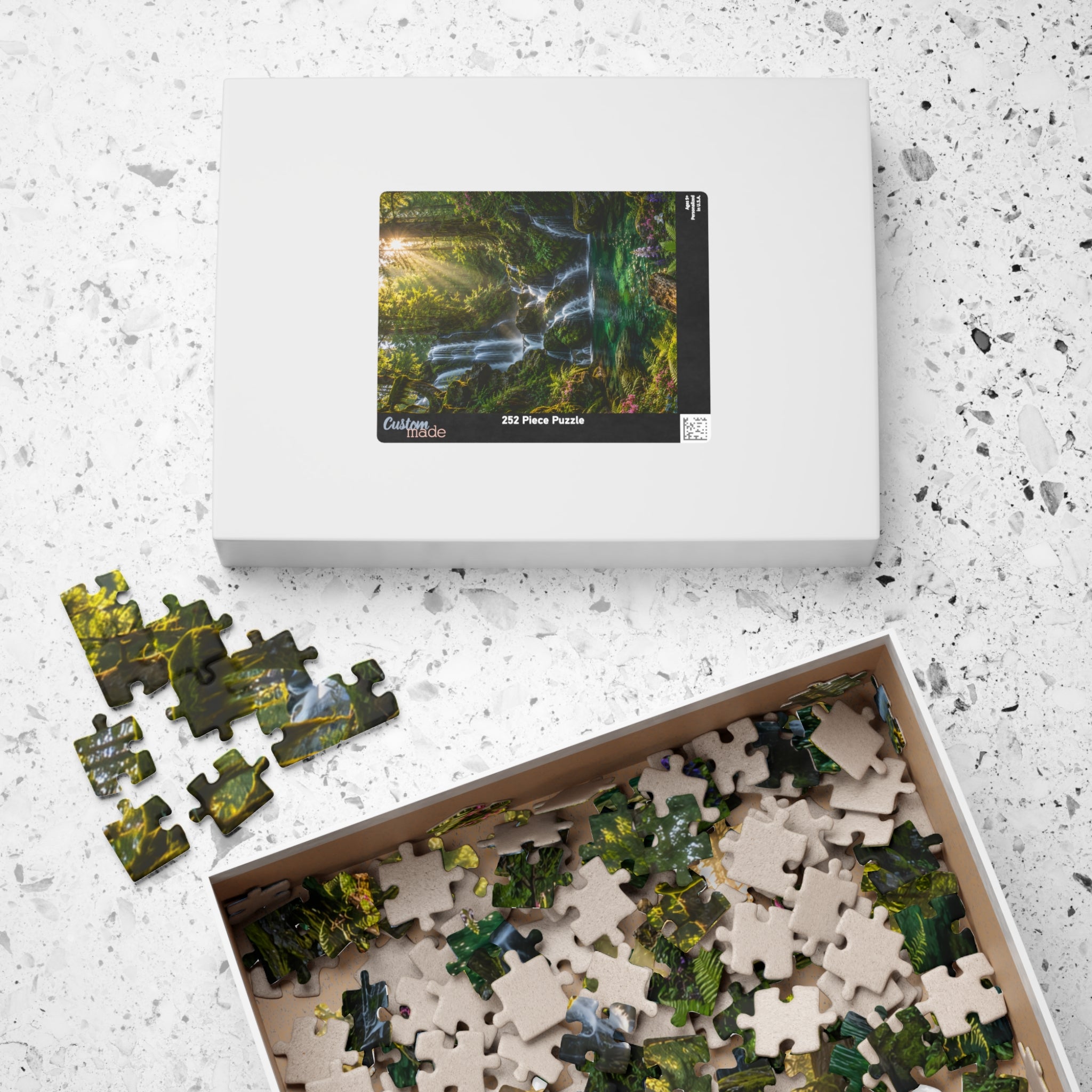 Enchanted Waterfall Forest Puzzle — Scenic Nature Jigsaw (110/252/520/1014 pcs)