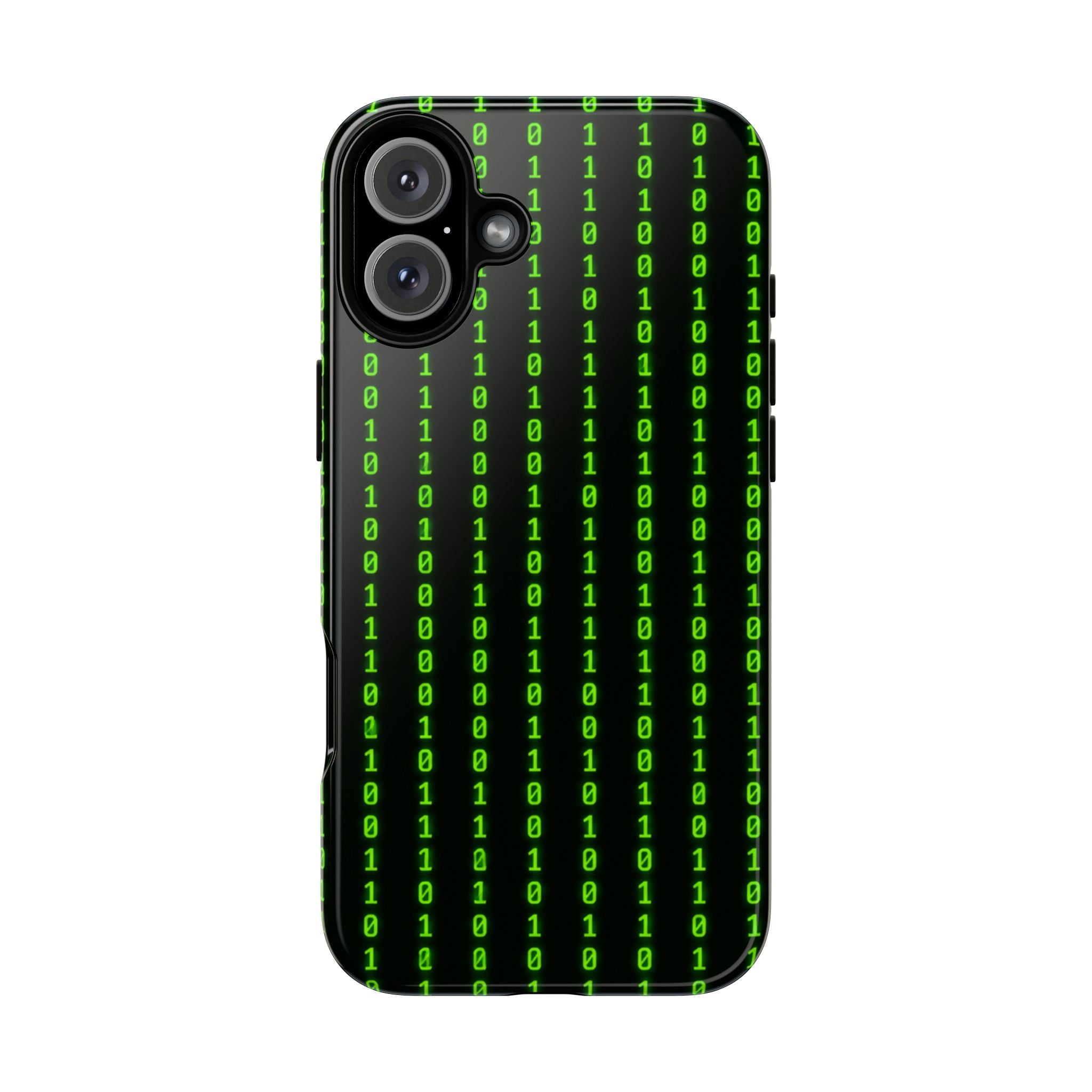 Coder Phone Case — Matrix Binary Code Green on Black Tough Case
