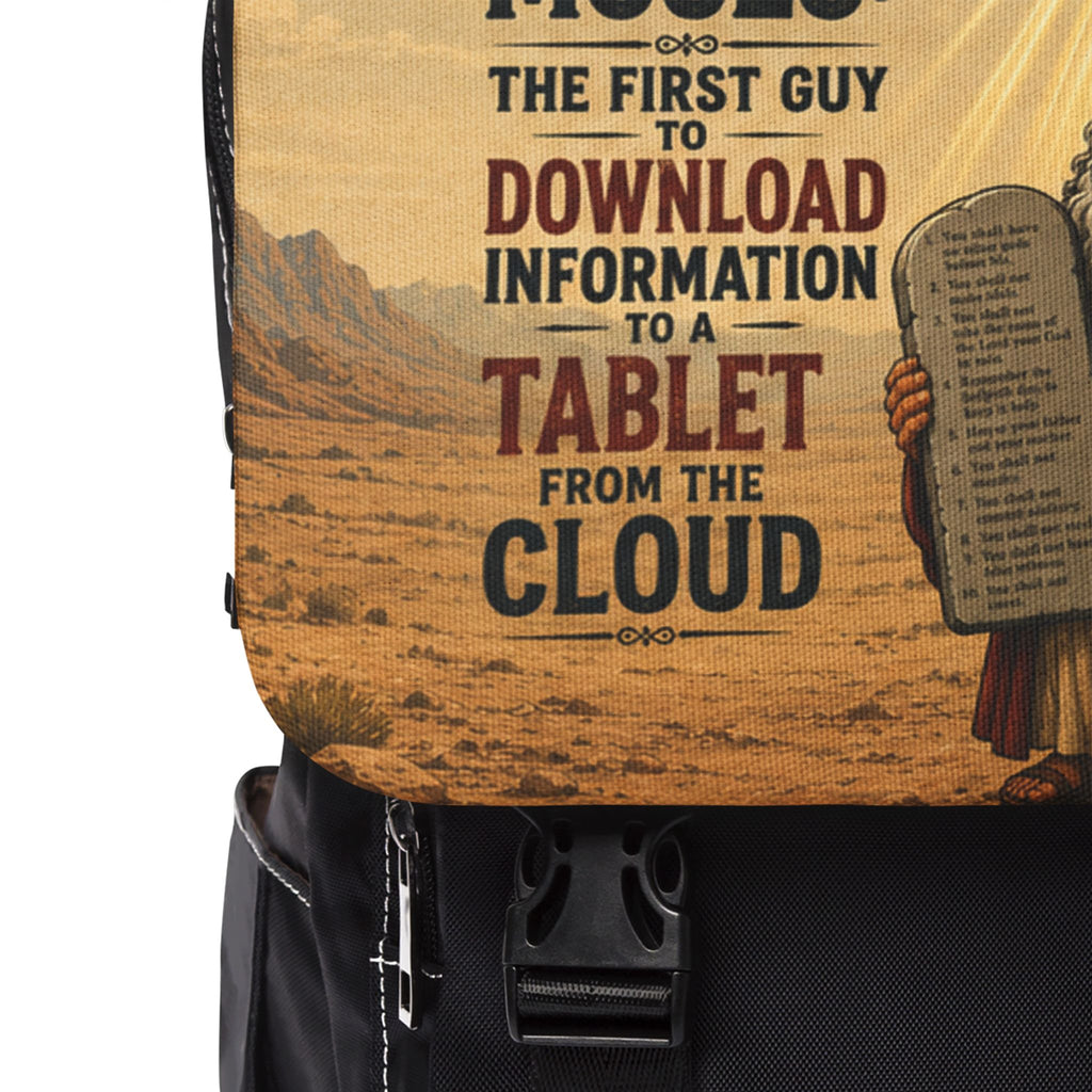 Moses Christian Shoulder Backpack – Classic Tech Biblical Humor Design