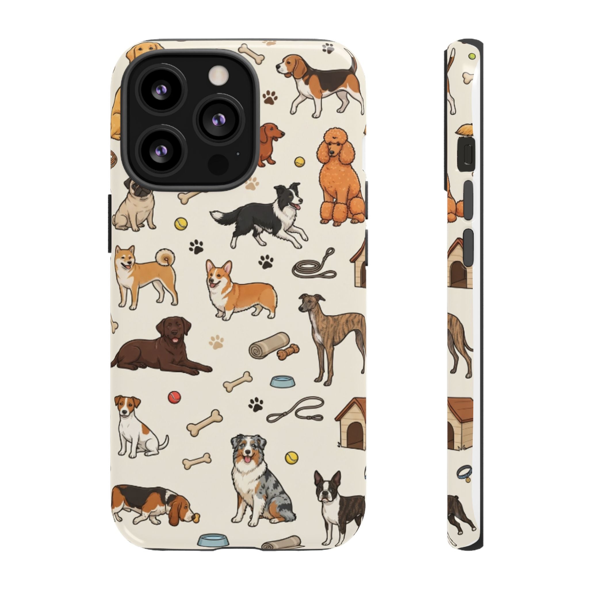 Dog Pattern Tough Phone Case — Cute Breed Collage Protective Cover