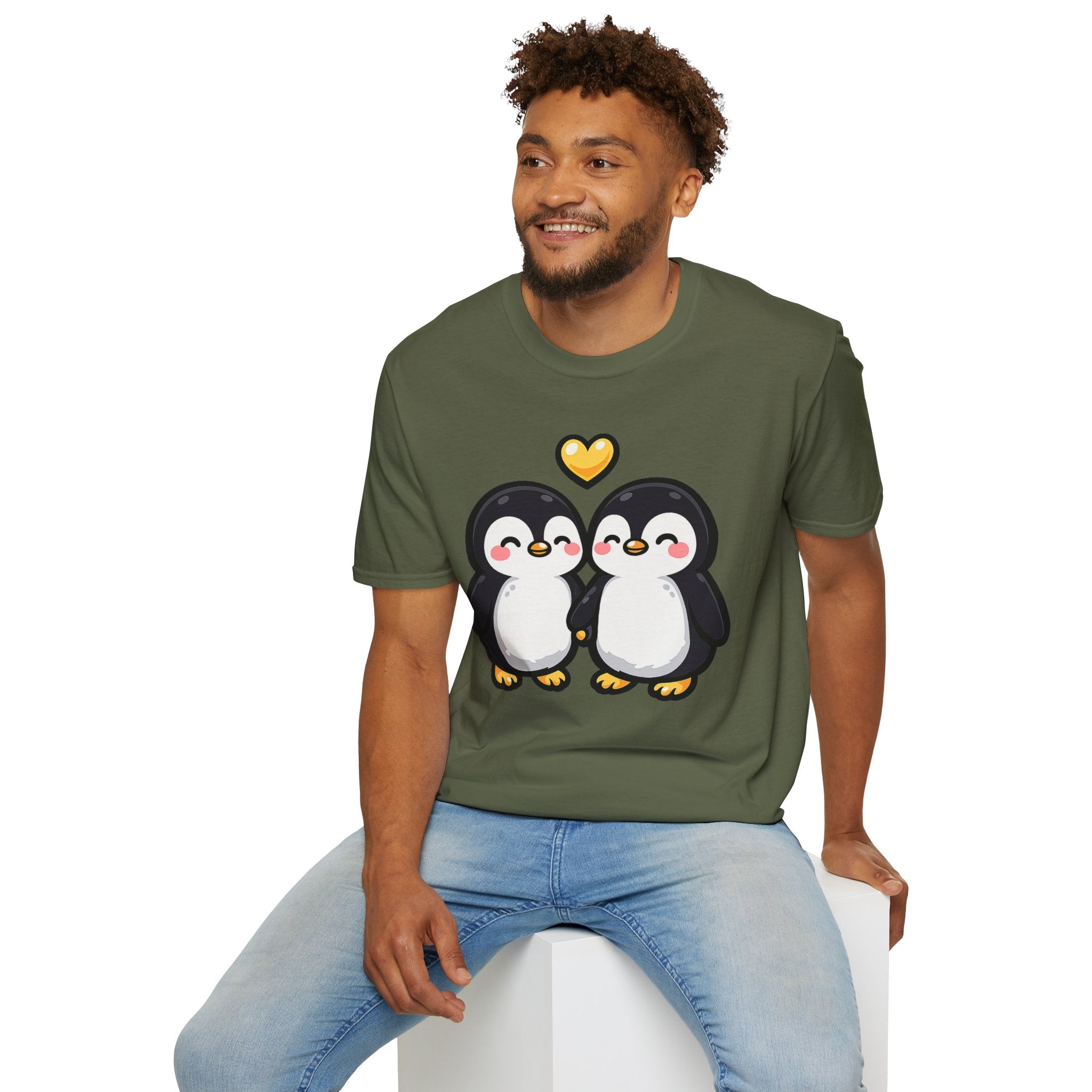 Cute Male Penguin Couple T-Shirt — Gift Tee
