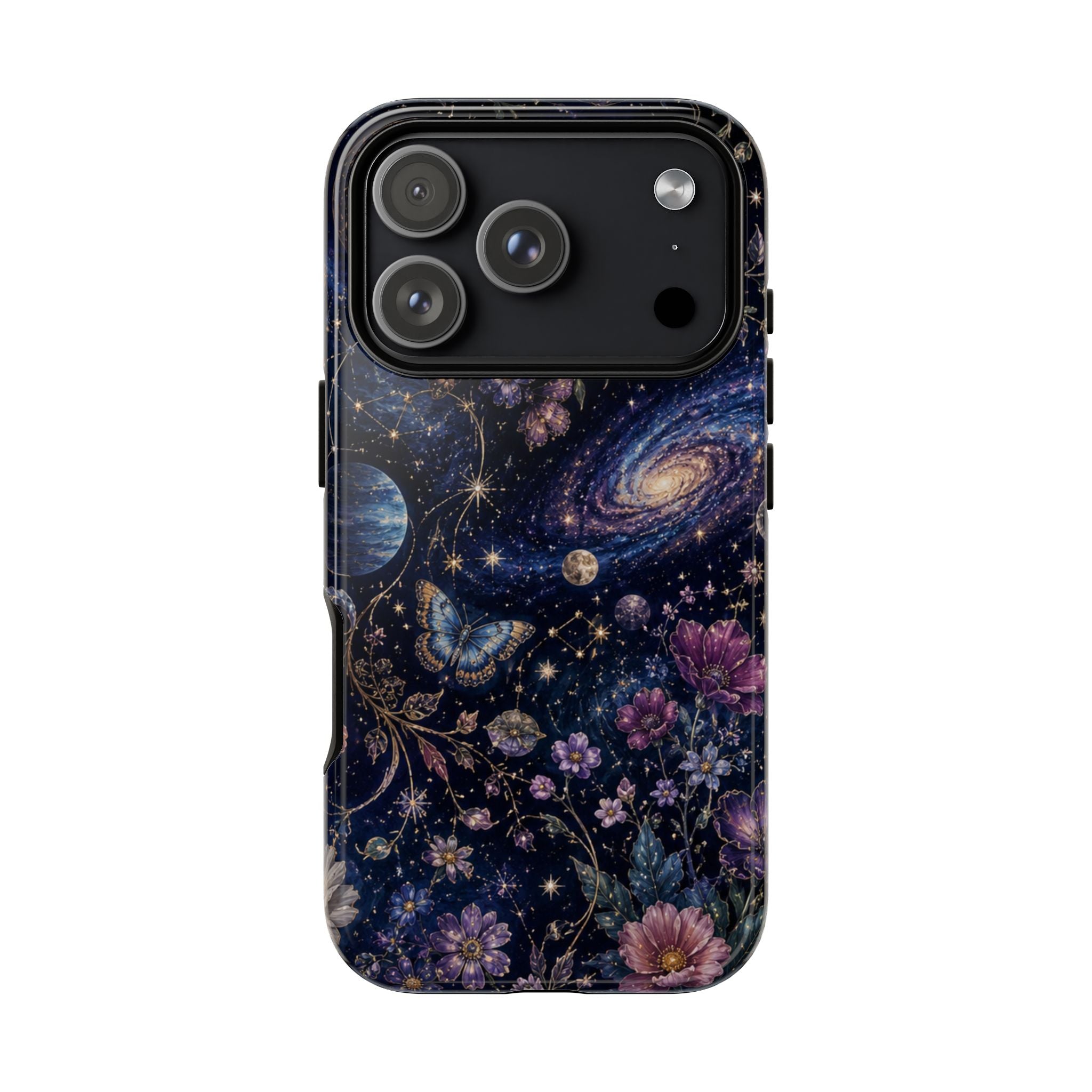 Cosmic Garden Tough Phone Case — Floral Galaxy Phone Protective Cover
