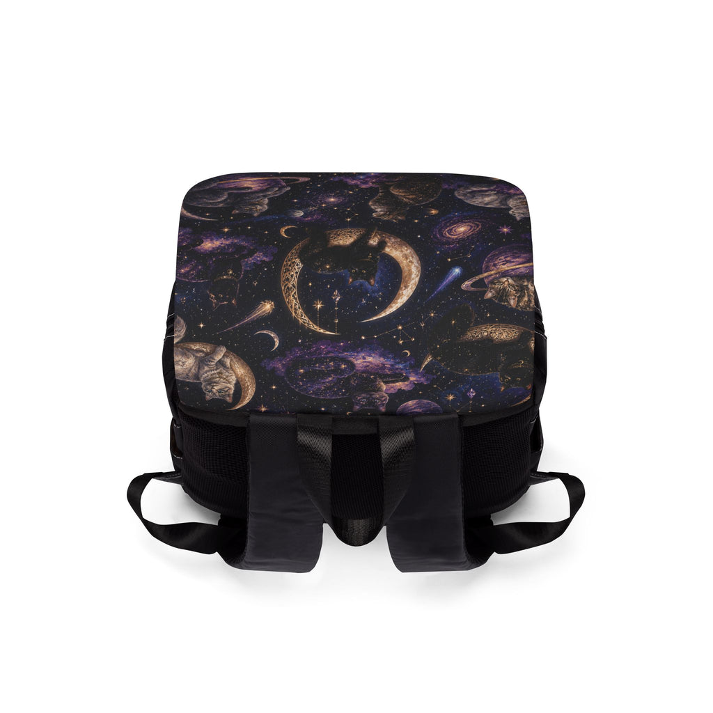 Cosmic Cat Galaxy Shoulder Backpack — Galactic Cats Space Print Casual Shoulder Backpack