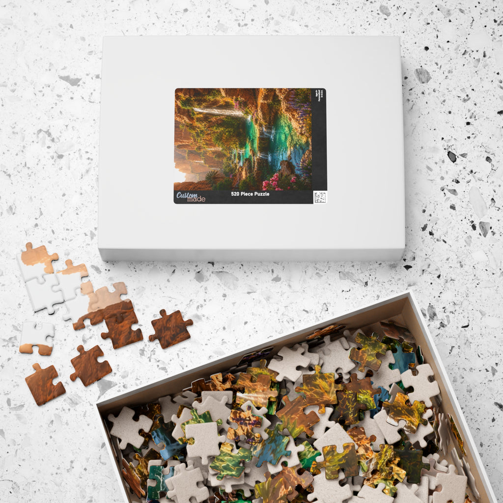 Scenic Oasis Waterfall Jigsaw Puzzle — 110/252/520/1014-Piece Landscape Puzzle