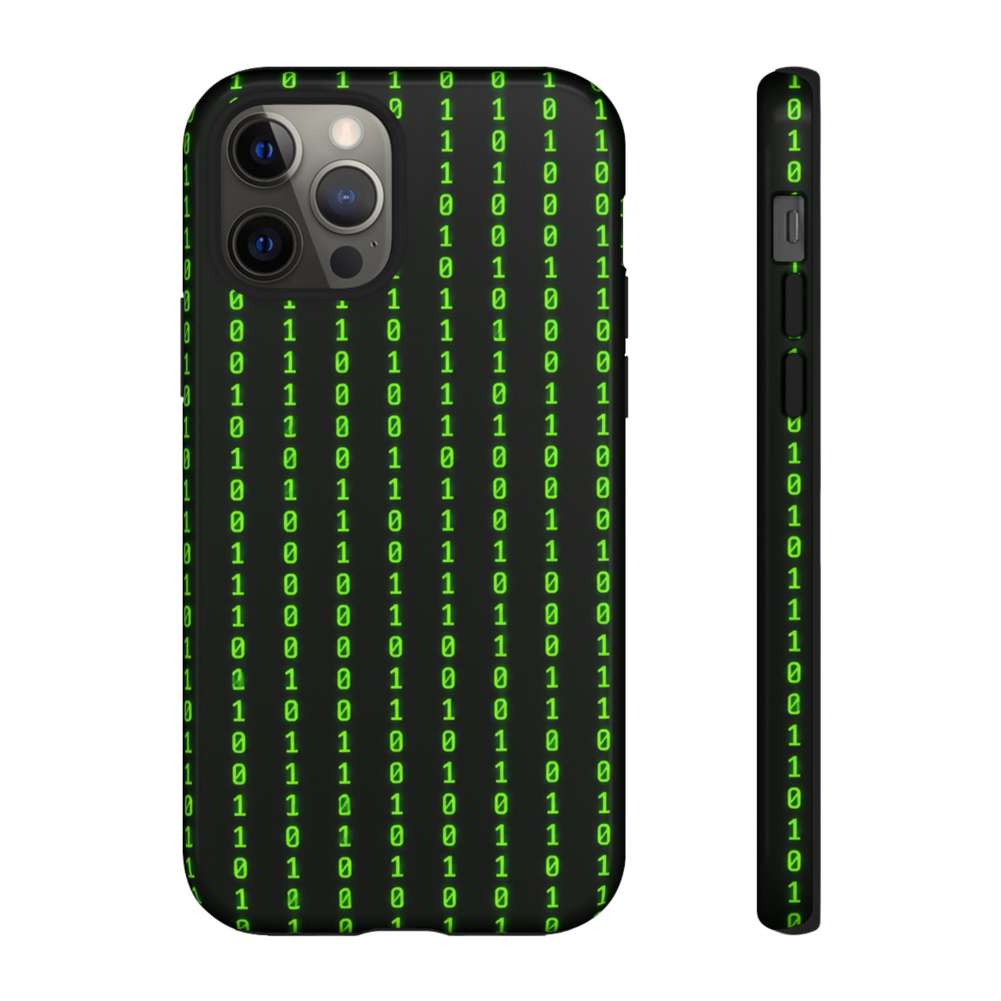 Coder Phone Case — Matrix Binary Code Green on Black Tough Case