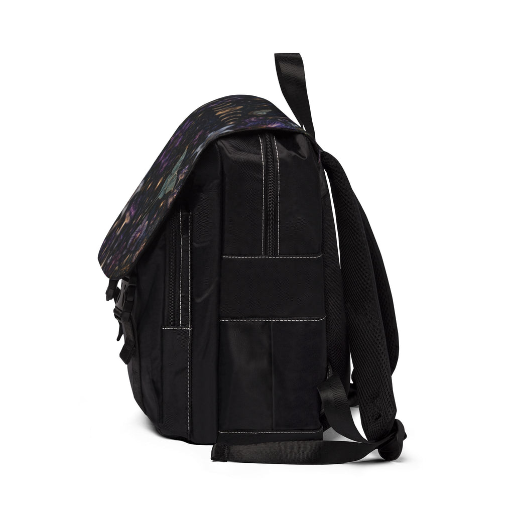 Mystic Night Moth Shoulder Backpack — Floral Moonlight Casual Shoulder Bag