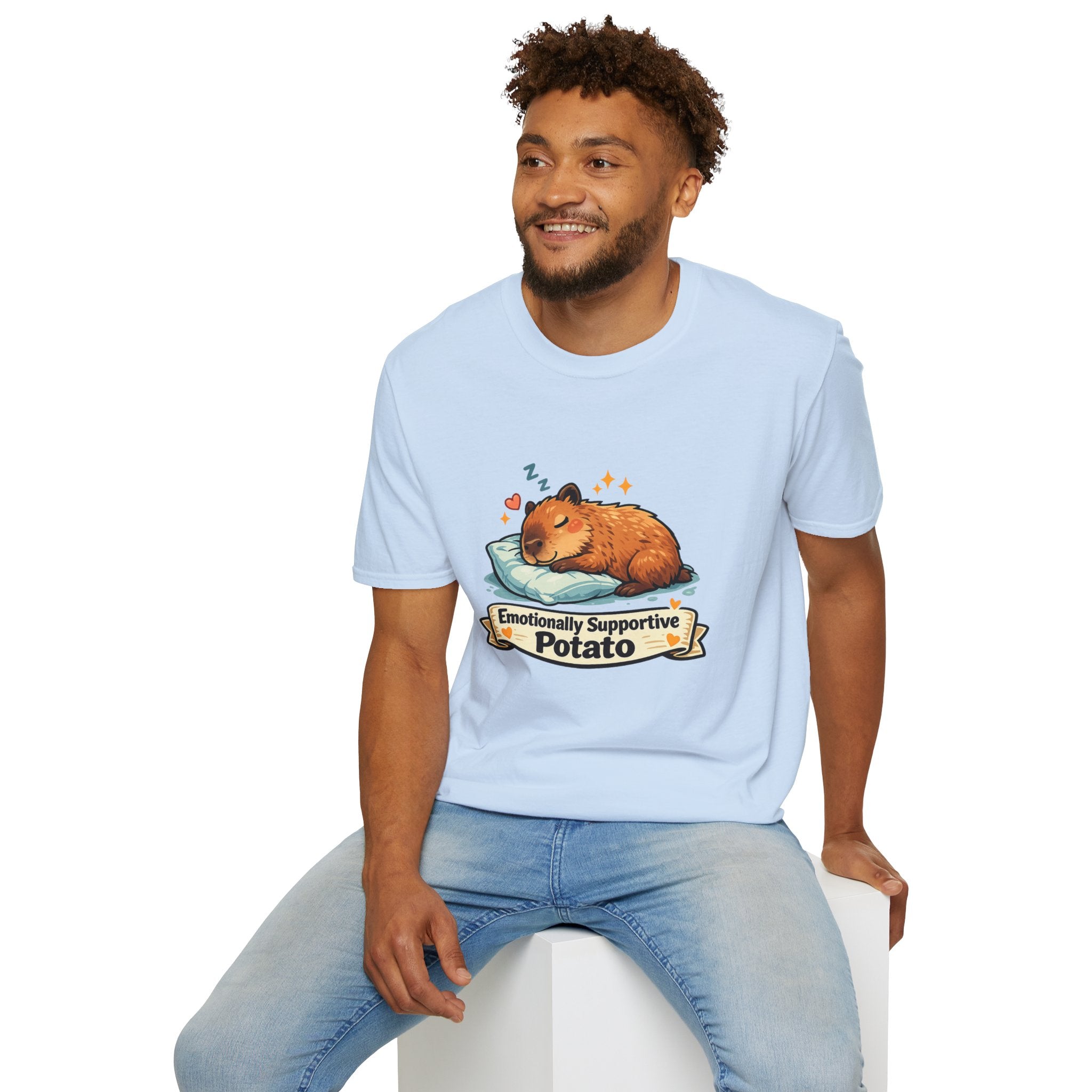 Emotionally Supportive Potato T-Shirt — Cute Sleeping Capybara Design